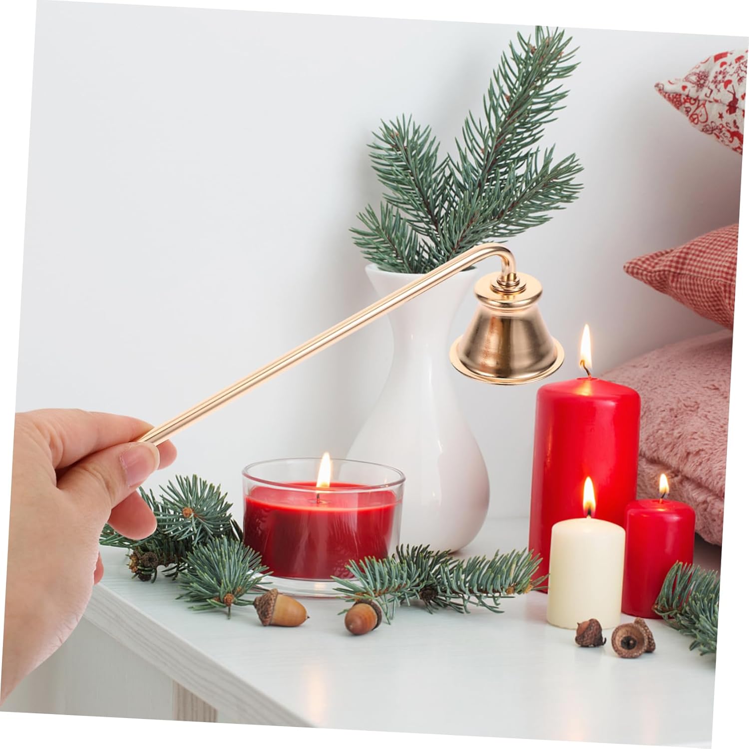 VINTORKY Candle Extinguisher Long Handle Metal Wick Snuffer for Home Use