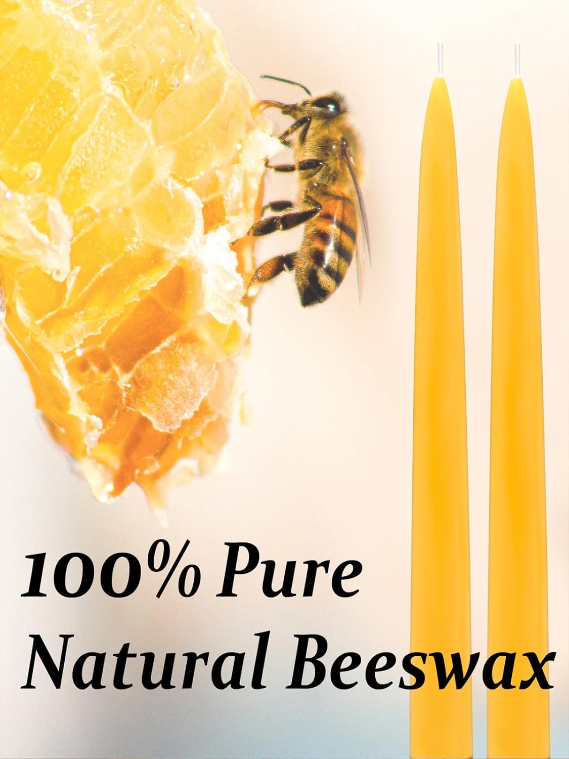 10 Inch Beeswax Taper Candles 6 Pack Natural Smokeless