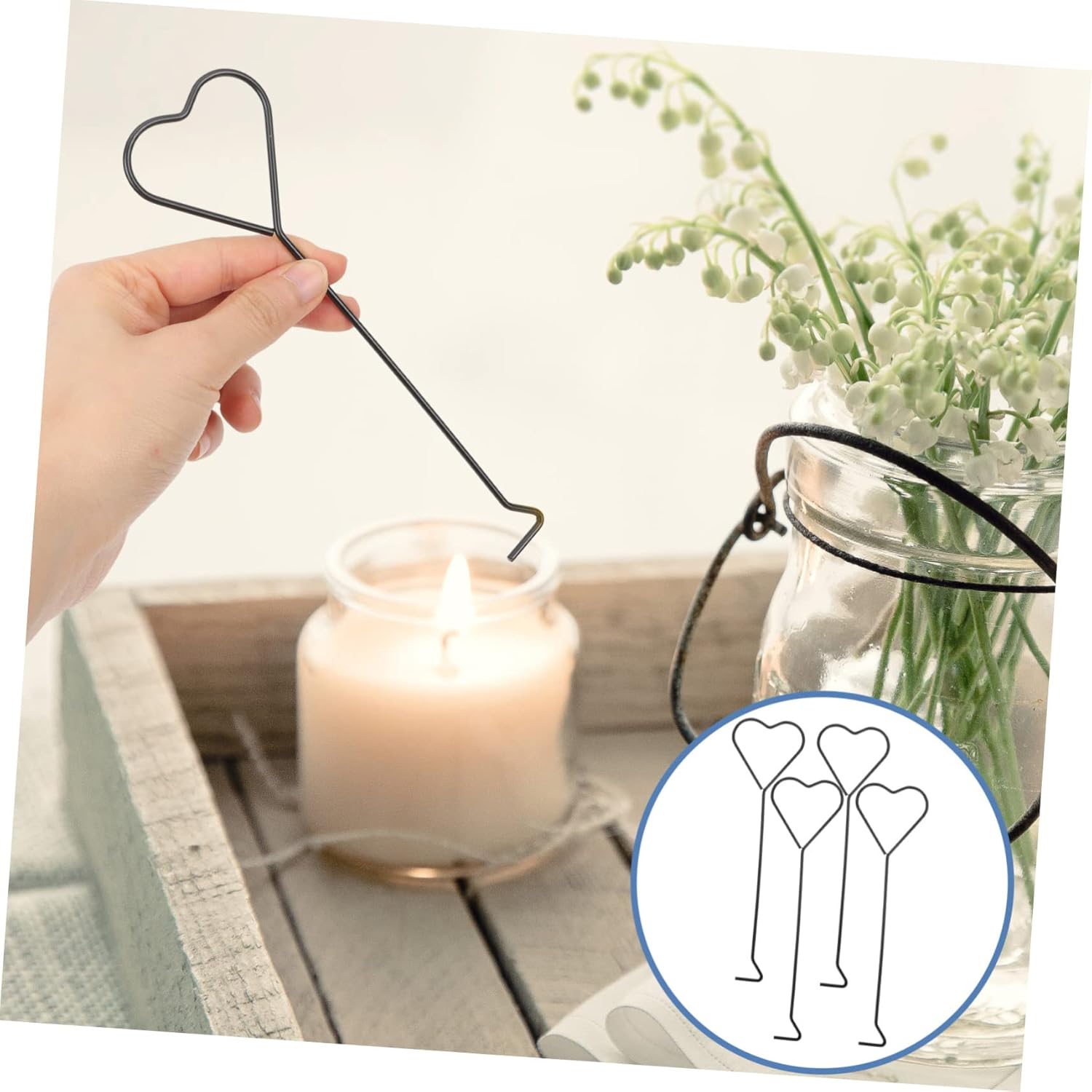 4pcs Candle Wick Metal Dipper Set Stainless Steel Candle Snuffer Hook Accessories