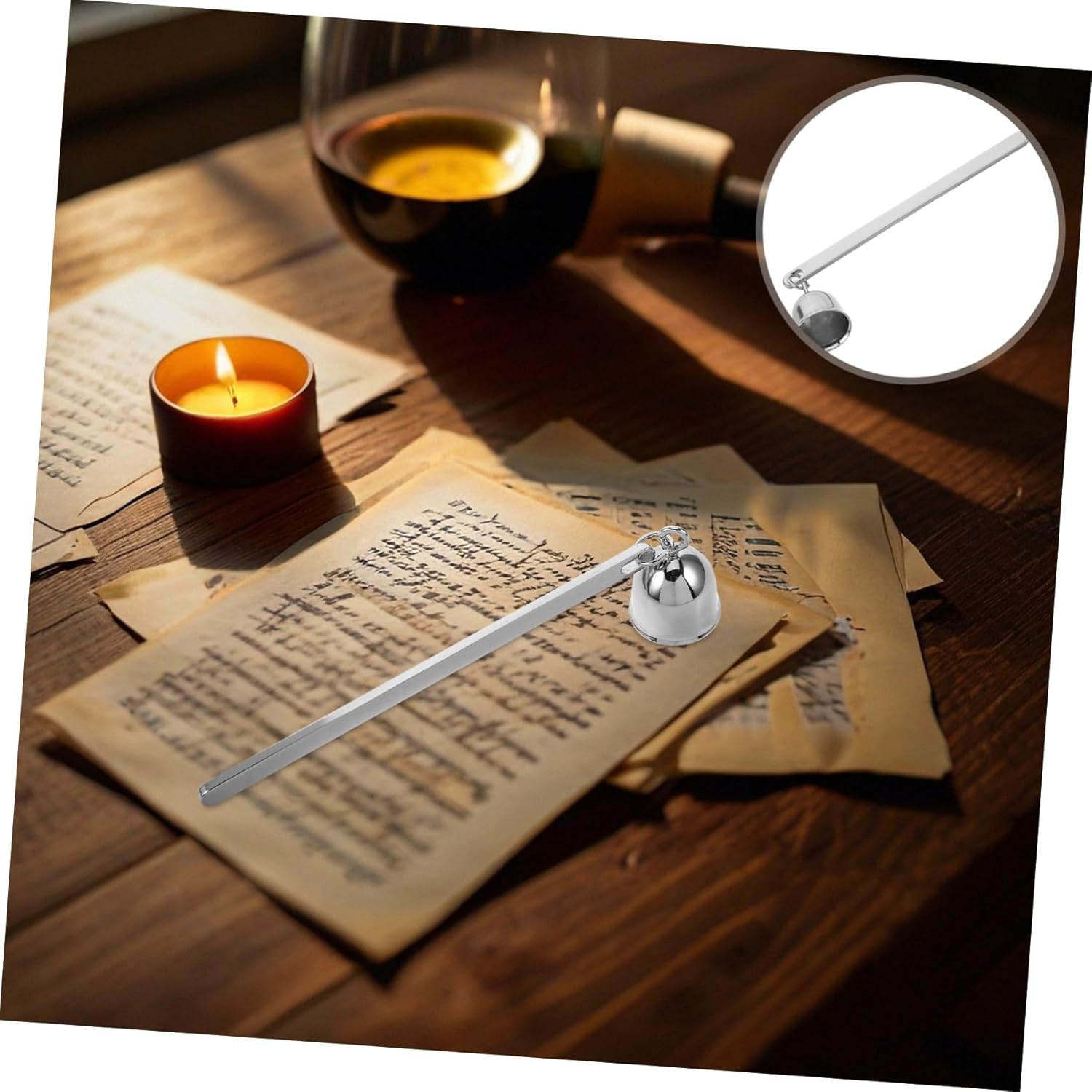 Stainless Steel Candle Snuffer with Antique Bell-Shaped Design