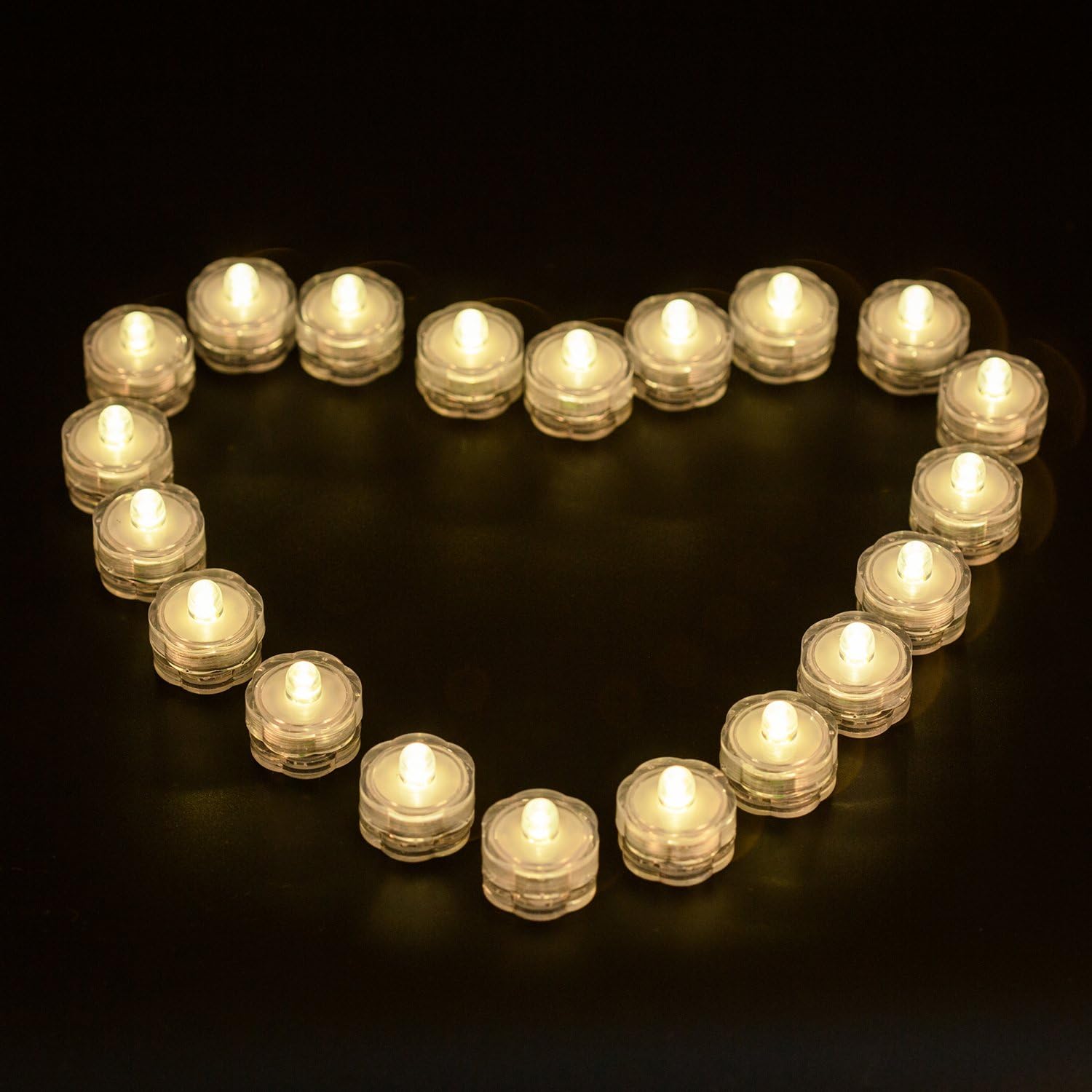 Wellgium Submersible LED Tea Lights Set of 24 Warm White
