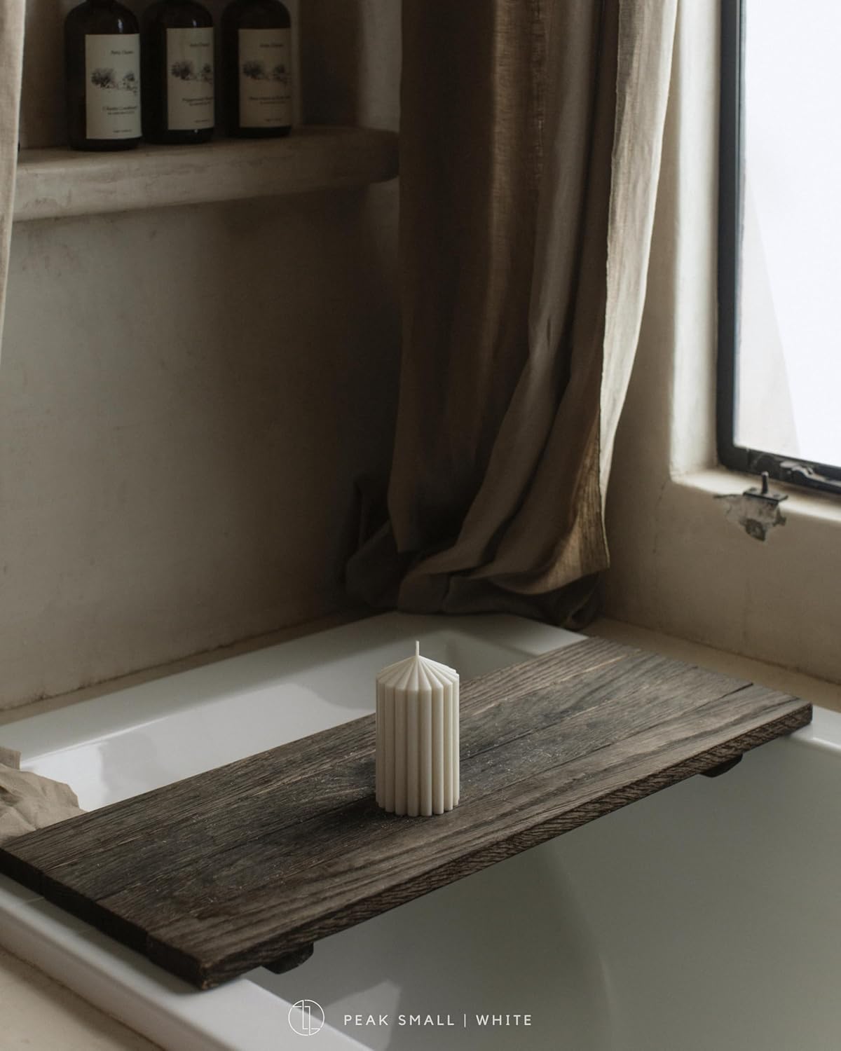 LAWA Ribbed Peak Pillar Candle - White