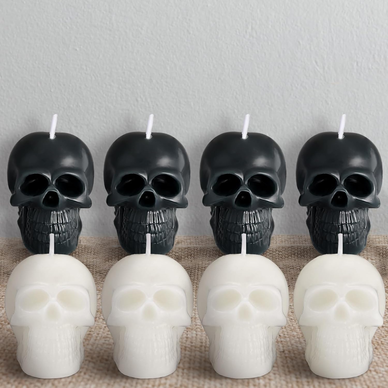 Nuanchu 8 Pcs Halloween Skull Candles Set