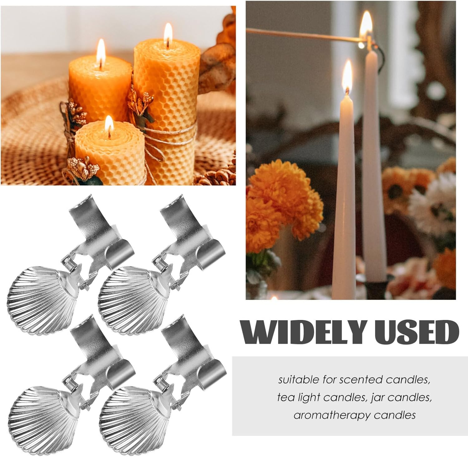 VOSAREA 4pcs Metal Candle Snuffer Shell Shaped Auto Extinguisher