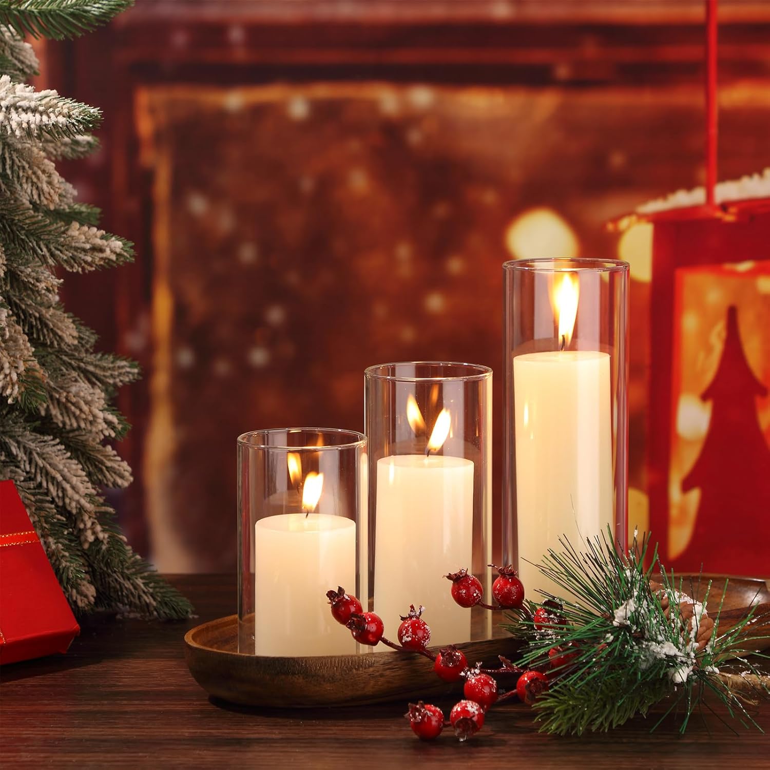 Shihanee 12 Piece Pillar Candle Set with Clear Glass Vases 1