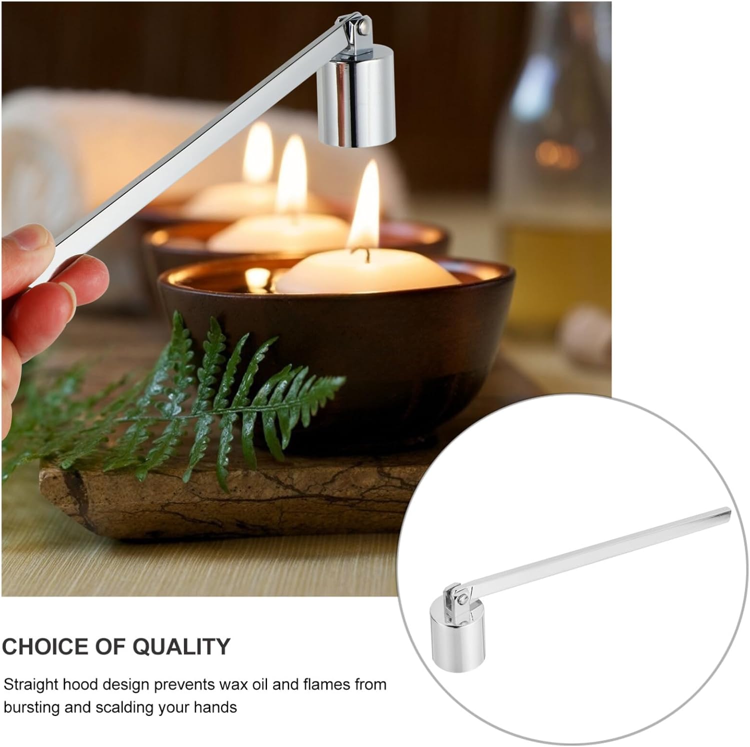VOSAREA 1pc Candle Snuffer Stainless Steel Wick Extinguisher Tool