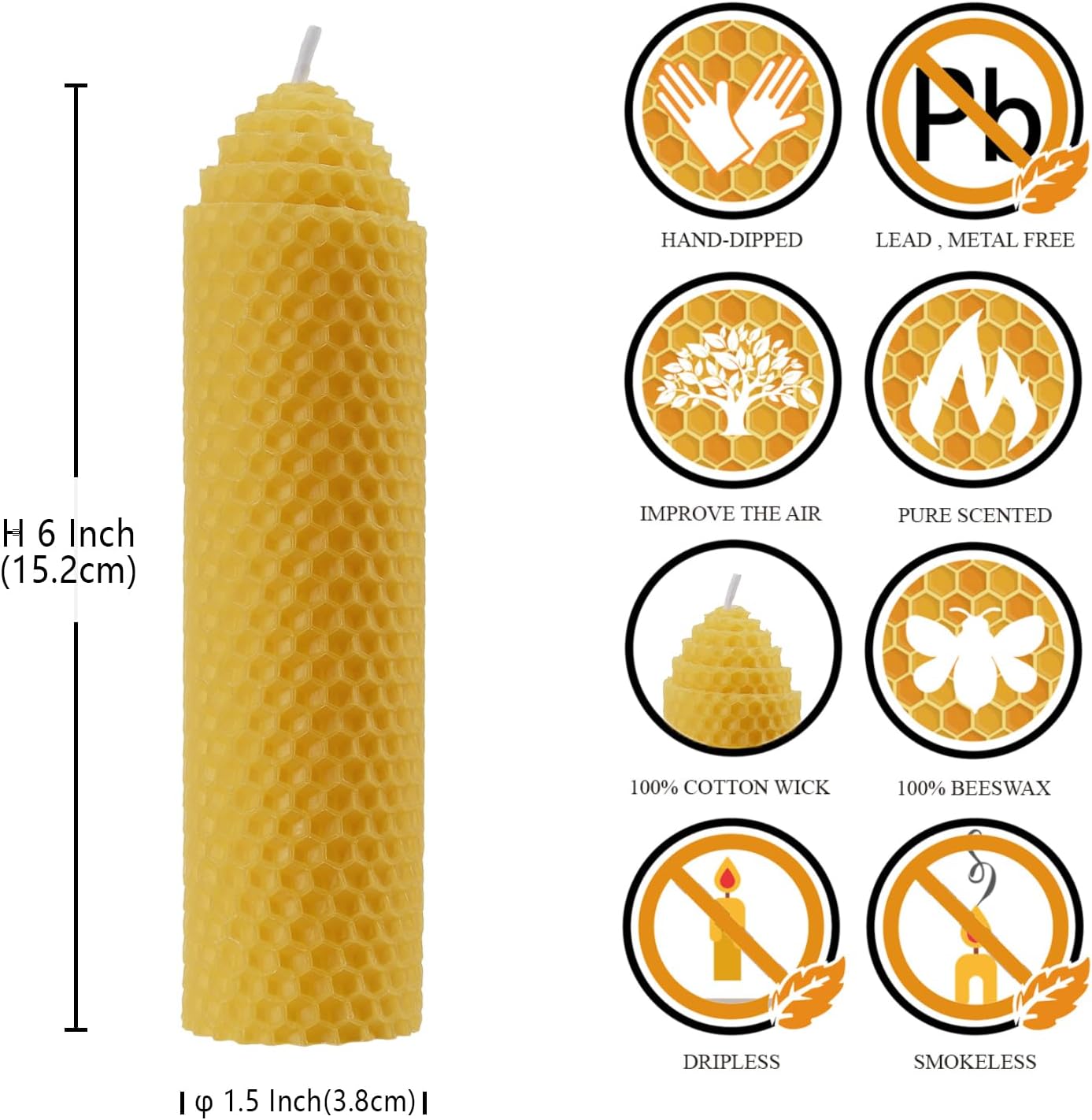 DEYBBY Beeswax Pillar Candles Set of 2