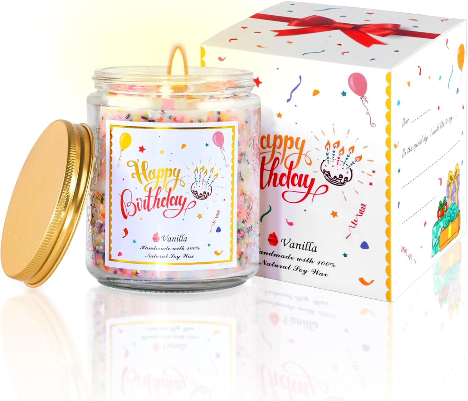 Happy Birthday Candle Vanilla Cake Scent Soy Wax Jar Candles