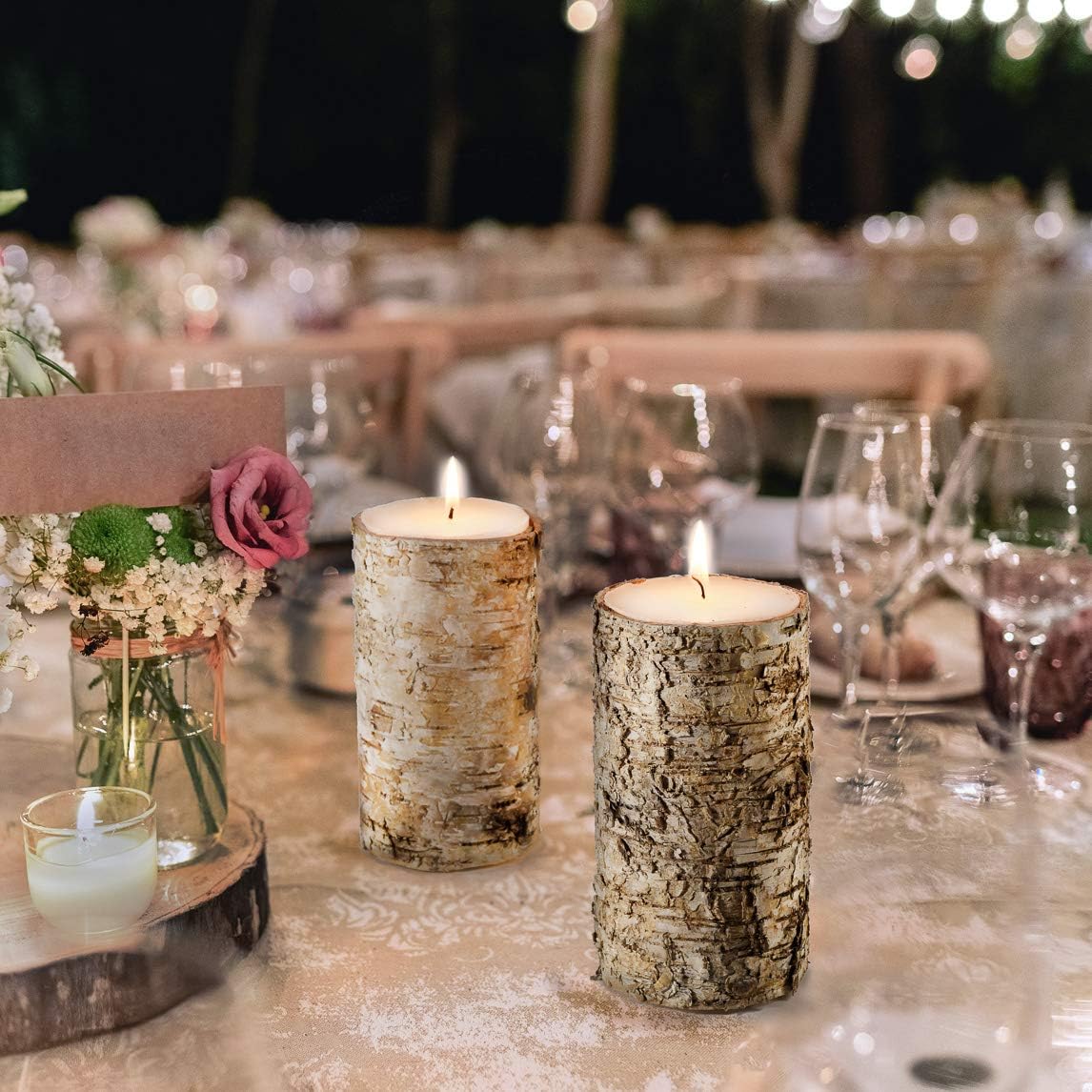 Serene Spaces Living Birch Bark Candle Set of 3