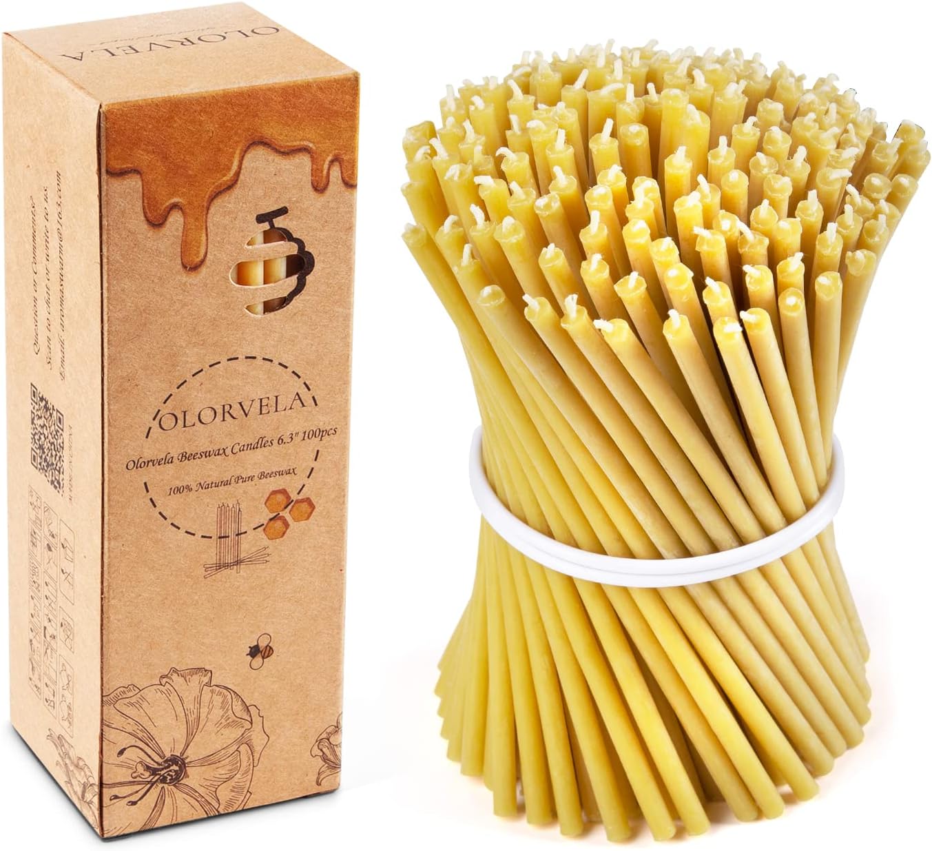 Pure Beeswax Taper Candles 63 30min Burn Time 100 pcs