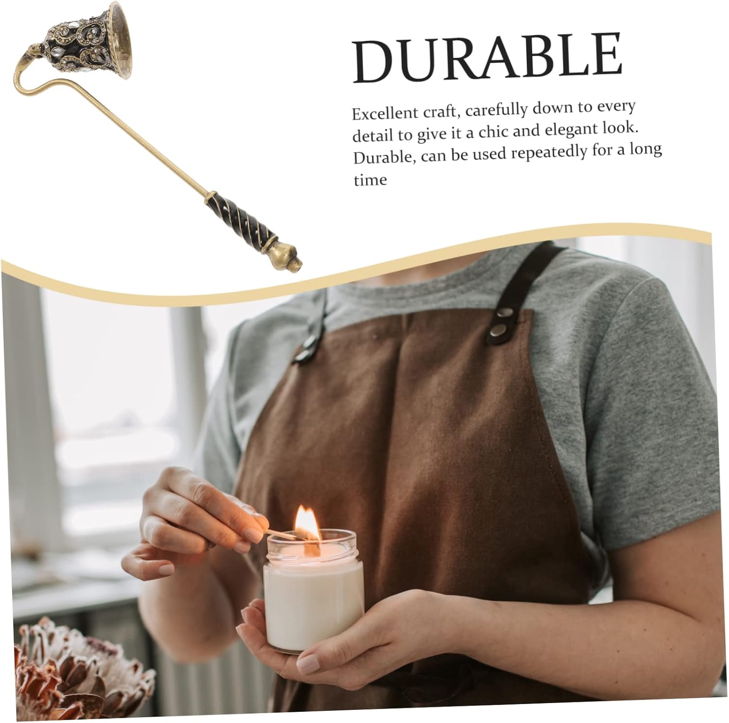 MAGICLULU Metal Candle Snuffer with Rhinestone Flower Design