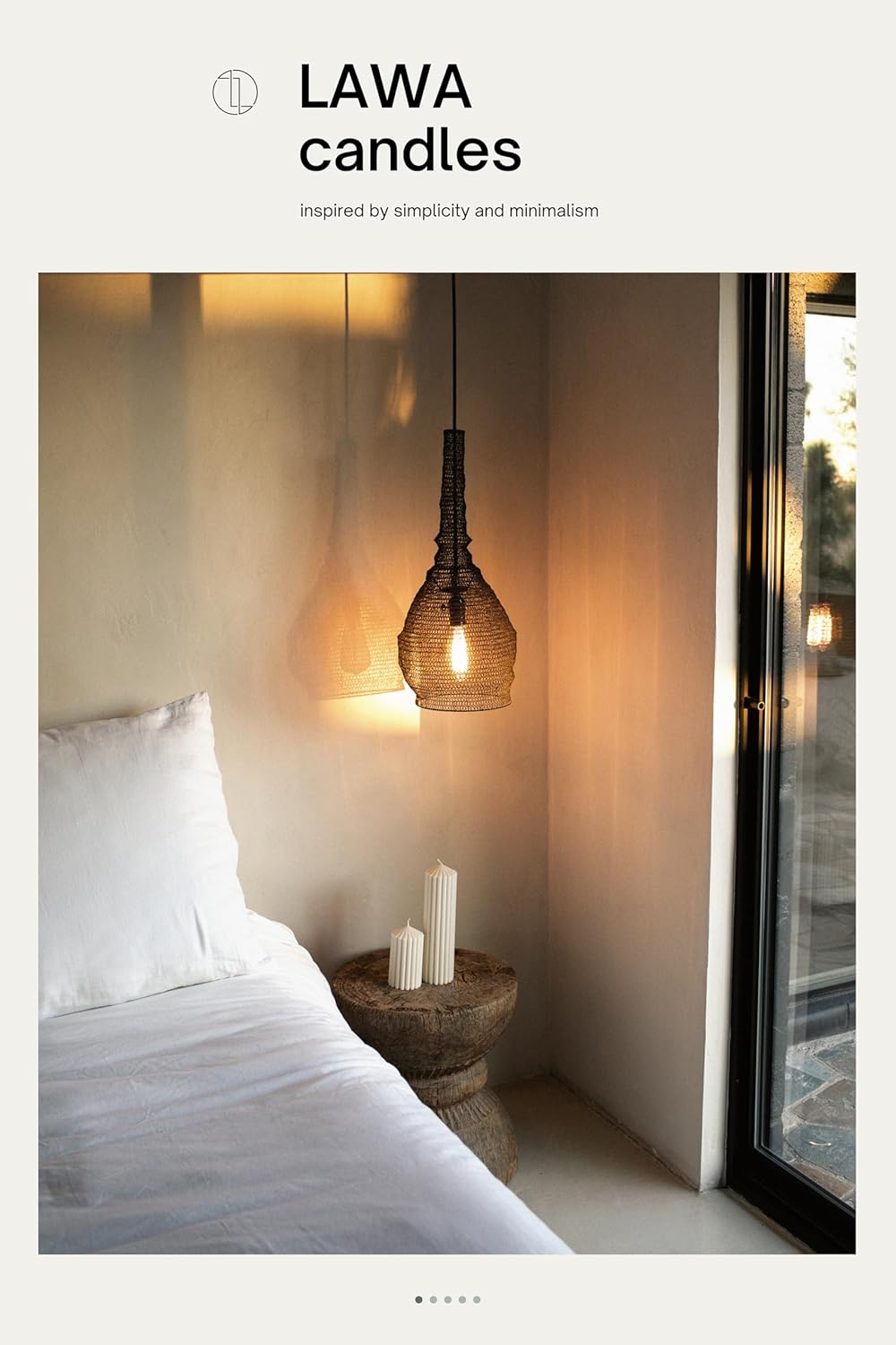 LAWA Ribbed Peak Pillar Candle - White