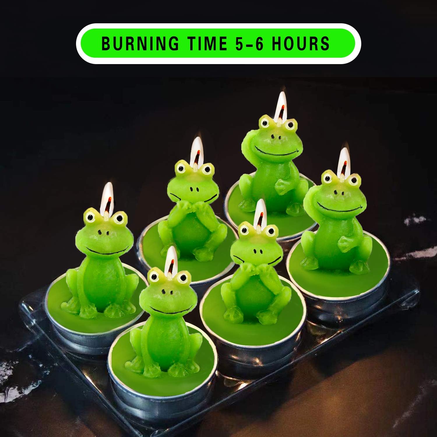 LONCESS Frog Tealight Candles 6 Pack Birthday Gift
