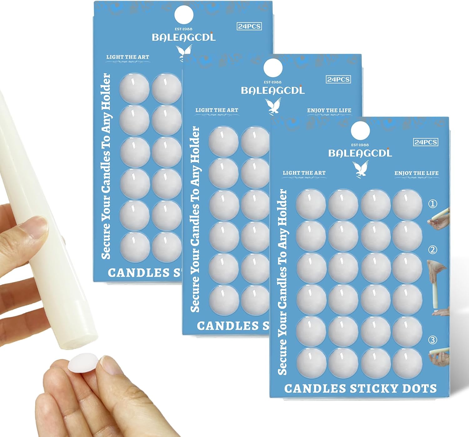 Taper Candles Sticky Dots - Secure Neat Holders 72 Pack