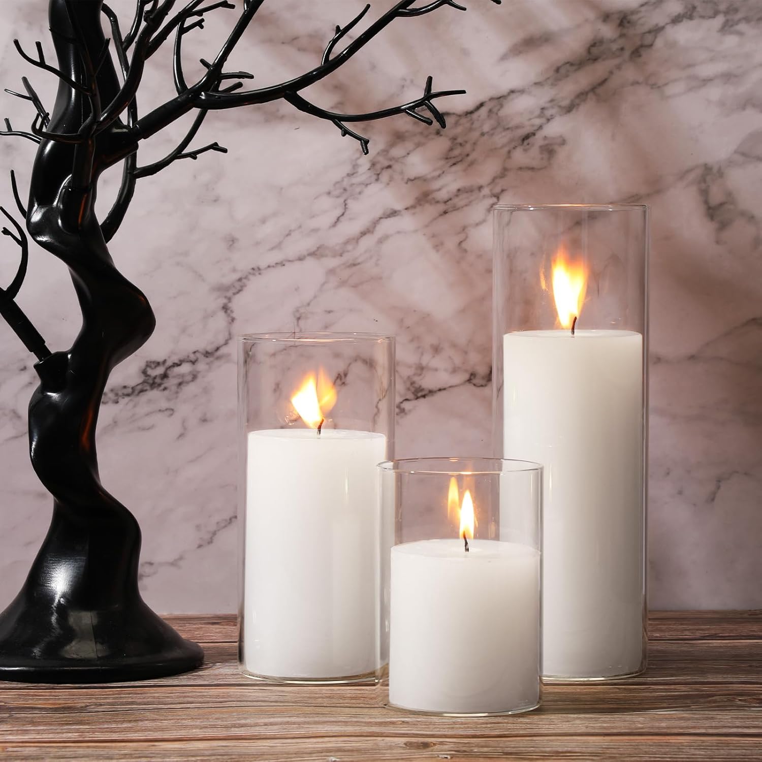 Shihanee 36 Pcs Pillar Candles and Glass Vases for Wedding Centerpieces