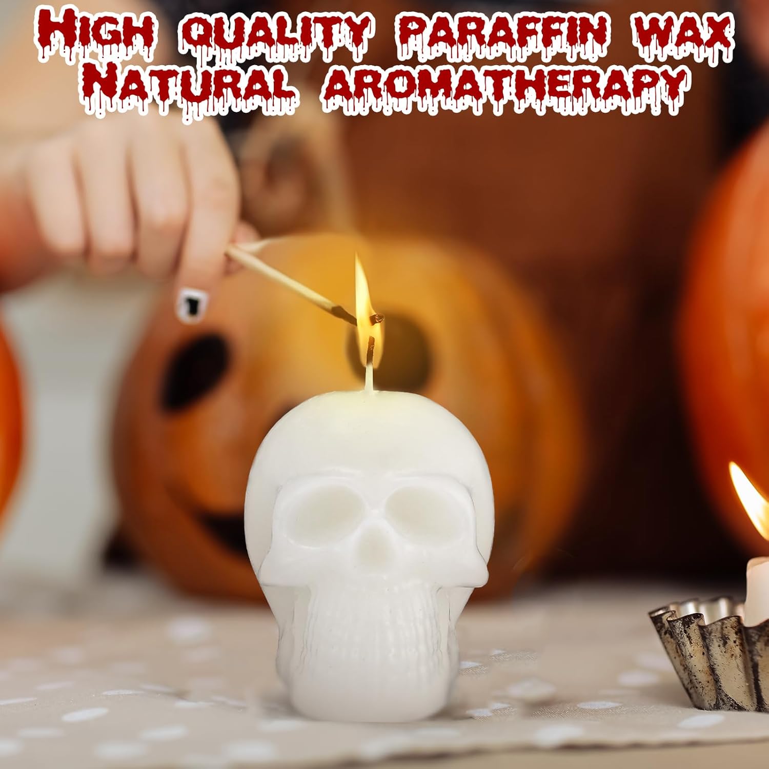 Nuanchu 8 Pcs Halloween Skull Candles Set