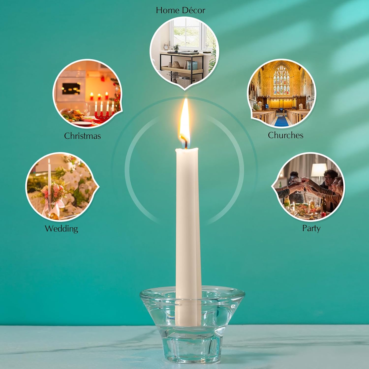 Hausware 36 Pack Taper Candles 8 Hour Burn Ivory