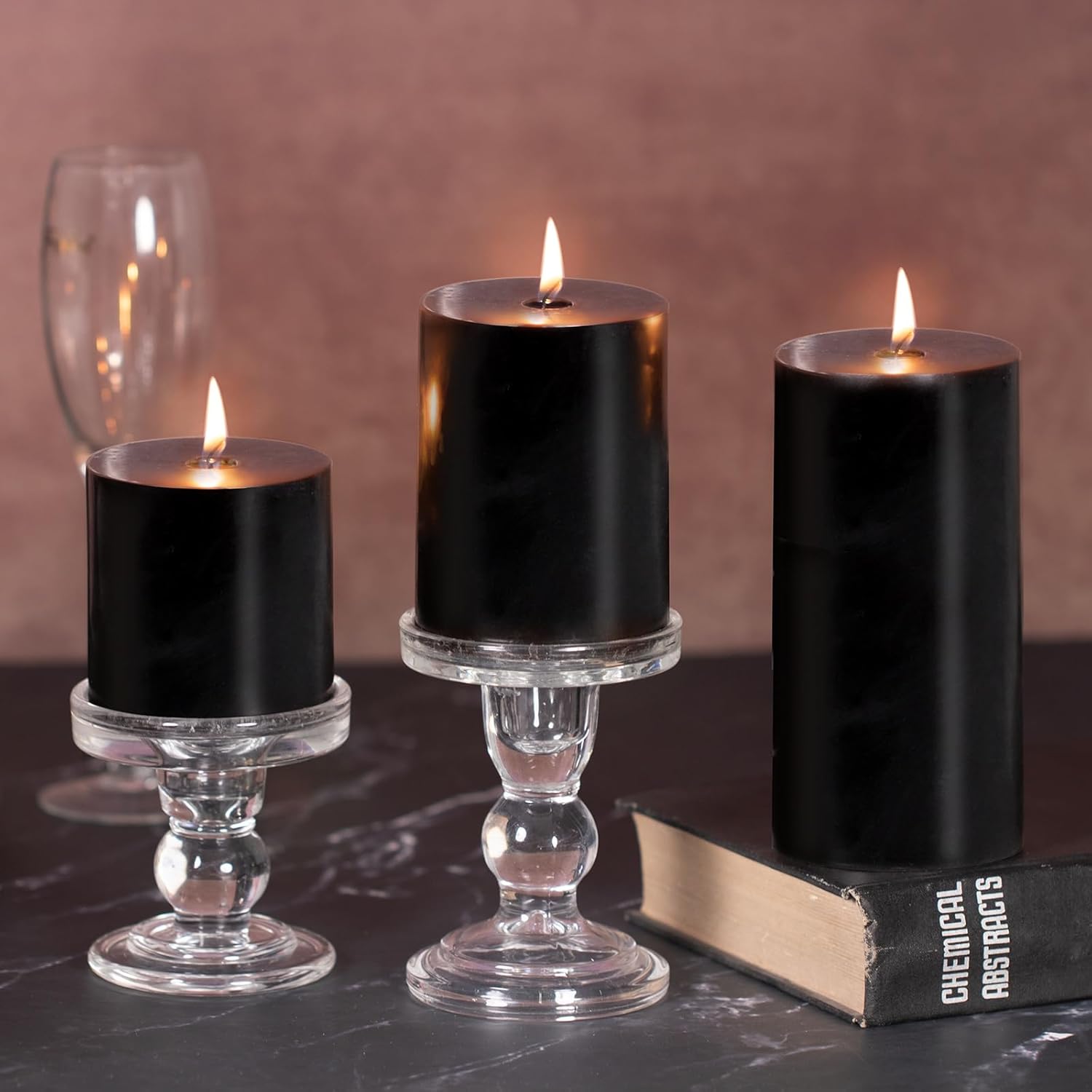 KONNI Unscented Pillar Candles Set of 3 3x4 Inches Smokeless Dripless