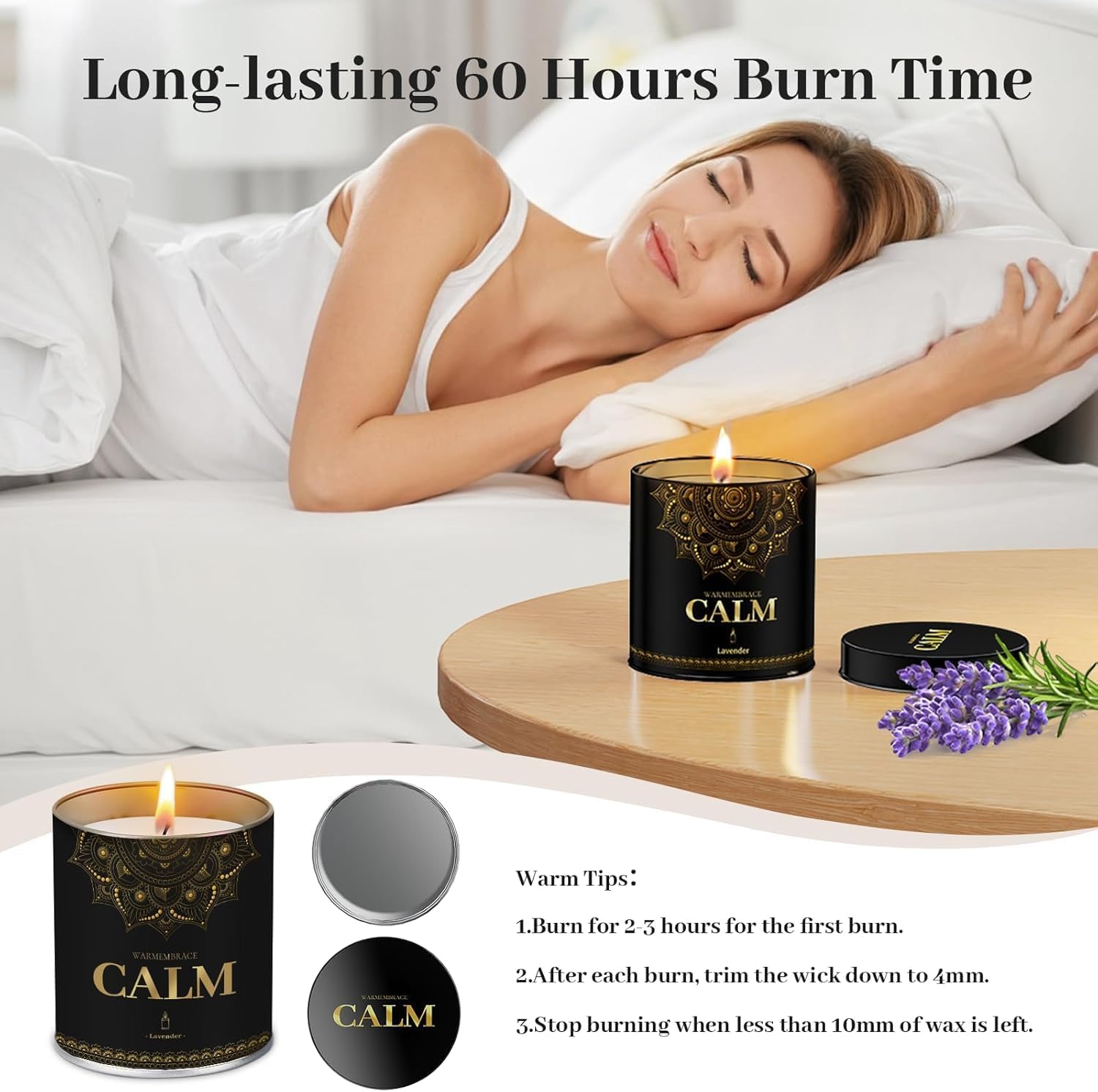 WarmEmbrace Lavender Scented Jar Candles 9 Oz