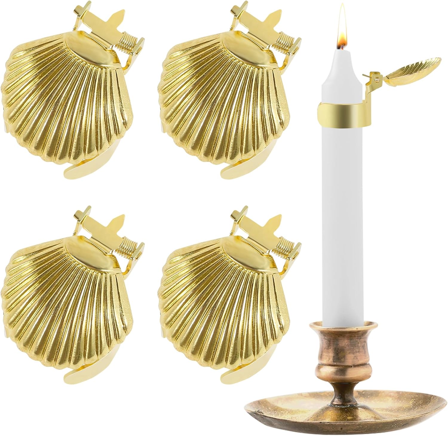 4 Pcs Shell Shape Candle Snuffer Gold Metal Candle Extinguisher
