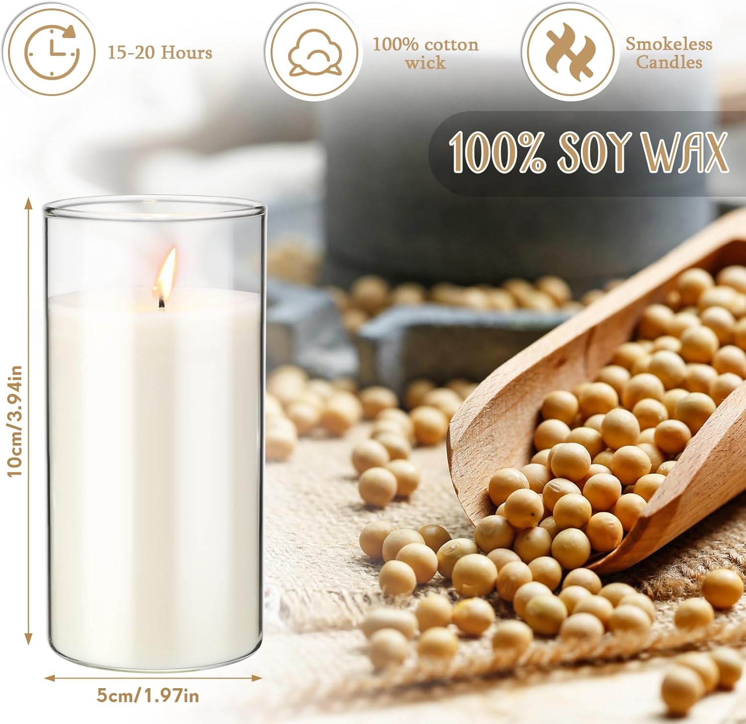 10 Pack Glass Candle Cylinders for Wedding Decor
