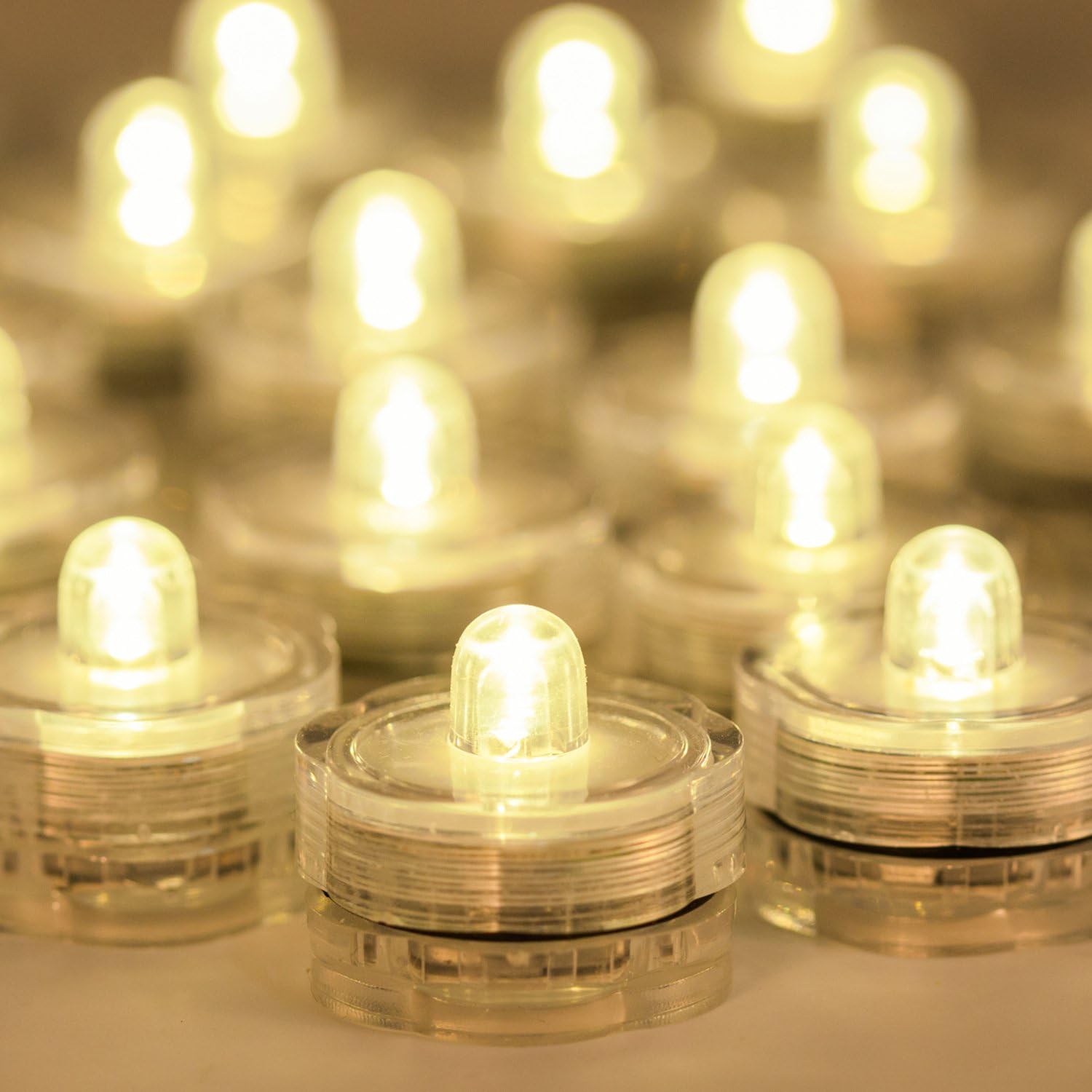 Wellgium Submersible LED Tea Lights Set of 24 Warm White