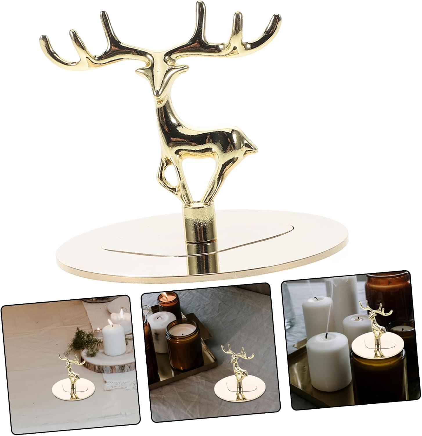 Cabilock Candle Dust Protectors with Flame Snuffer and Elegant Golden Elk Design
