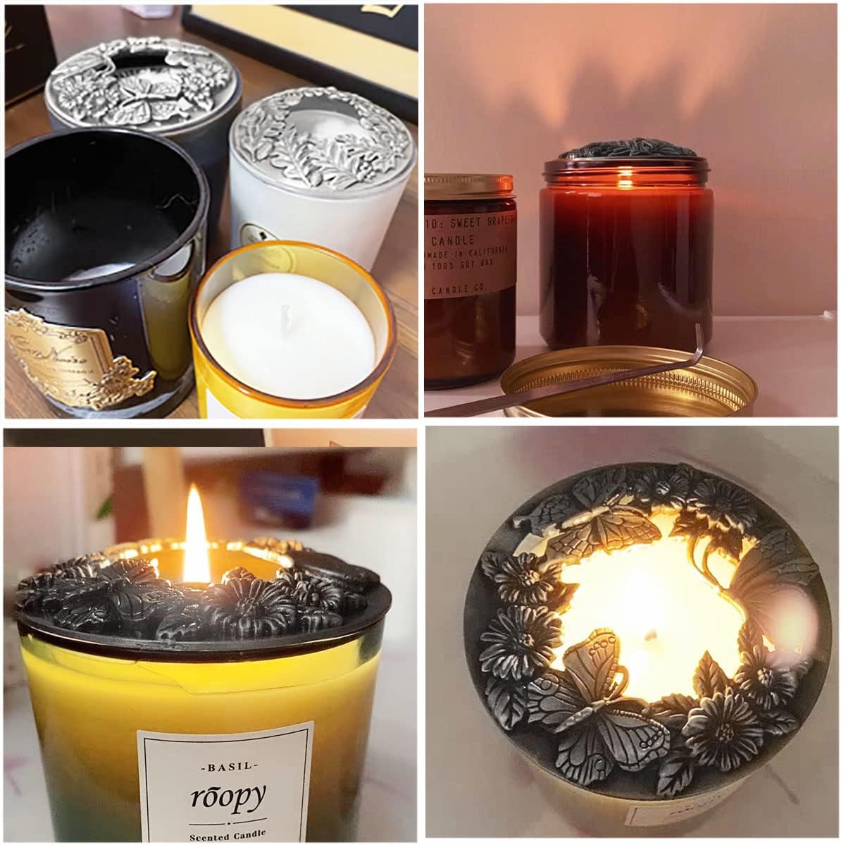 ITROLLE Silver Antique Butterfly Candle Shade Lid Sleeve