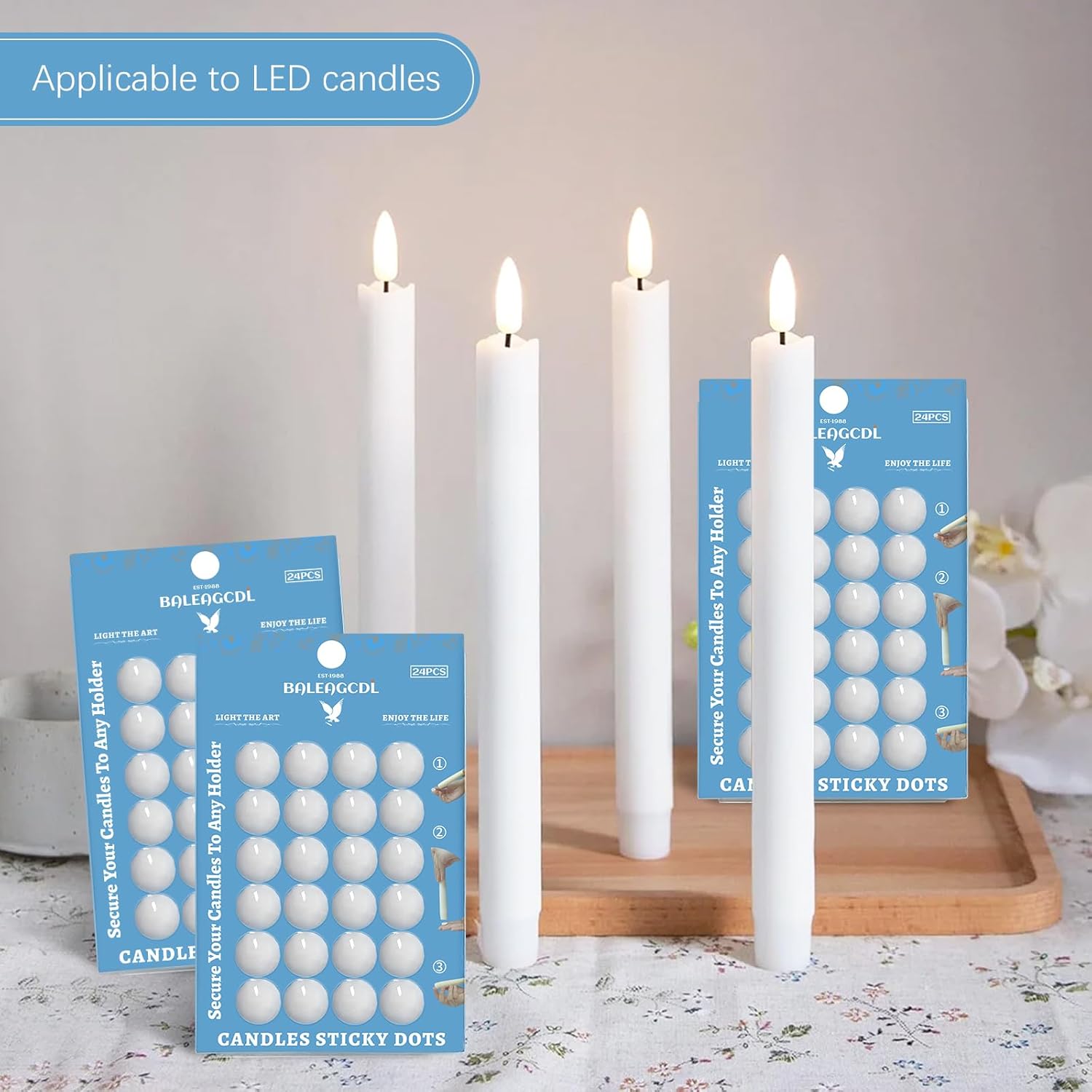 Taper Candles Sticky Dots - Secure Neat Holders 72 Pack