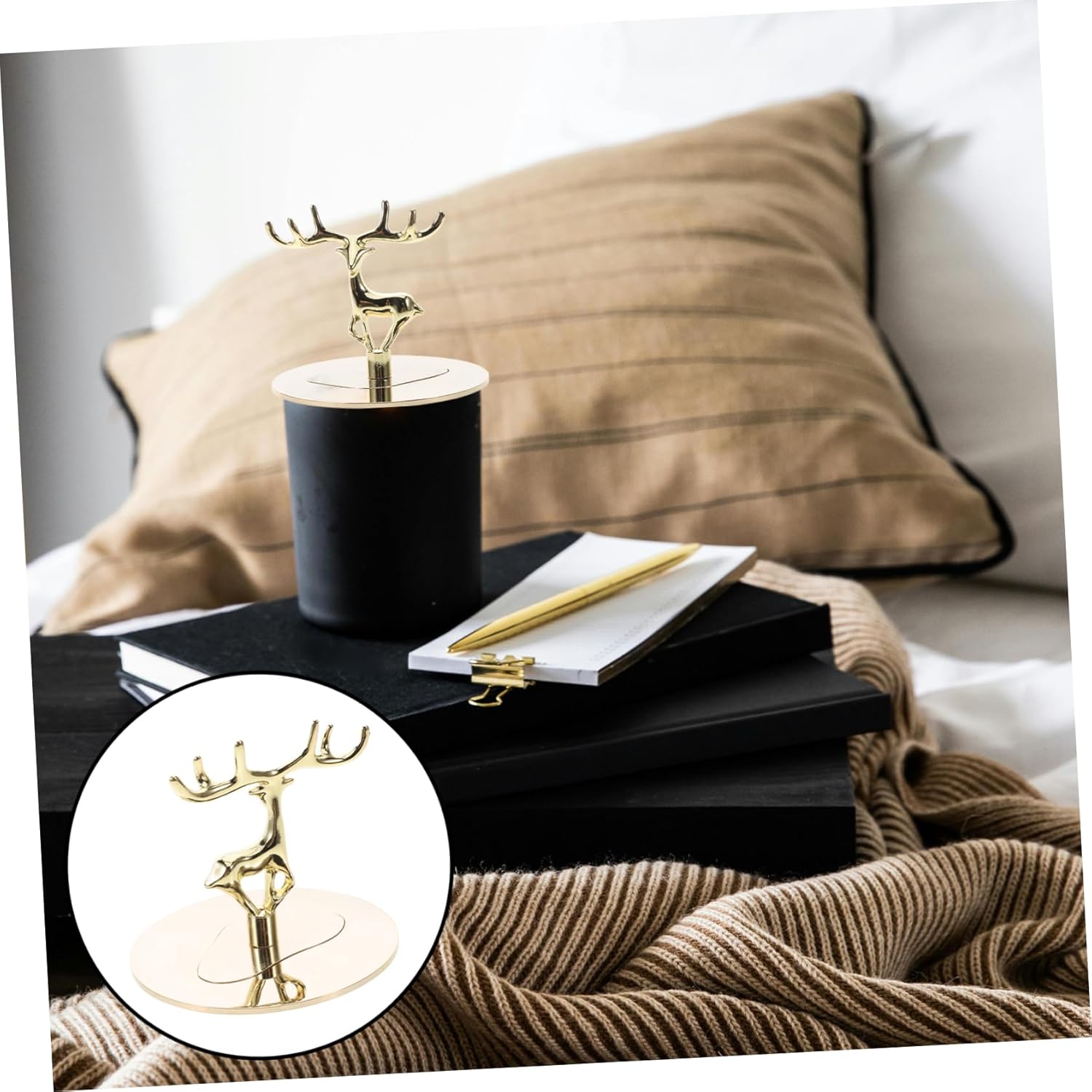 Cabilock Candle Dust Protectors with Flame Snuffer and Elegant Golden Elk Design