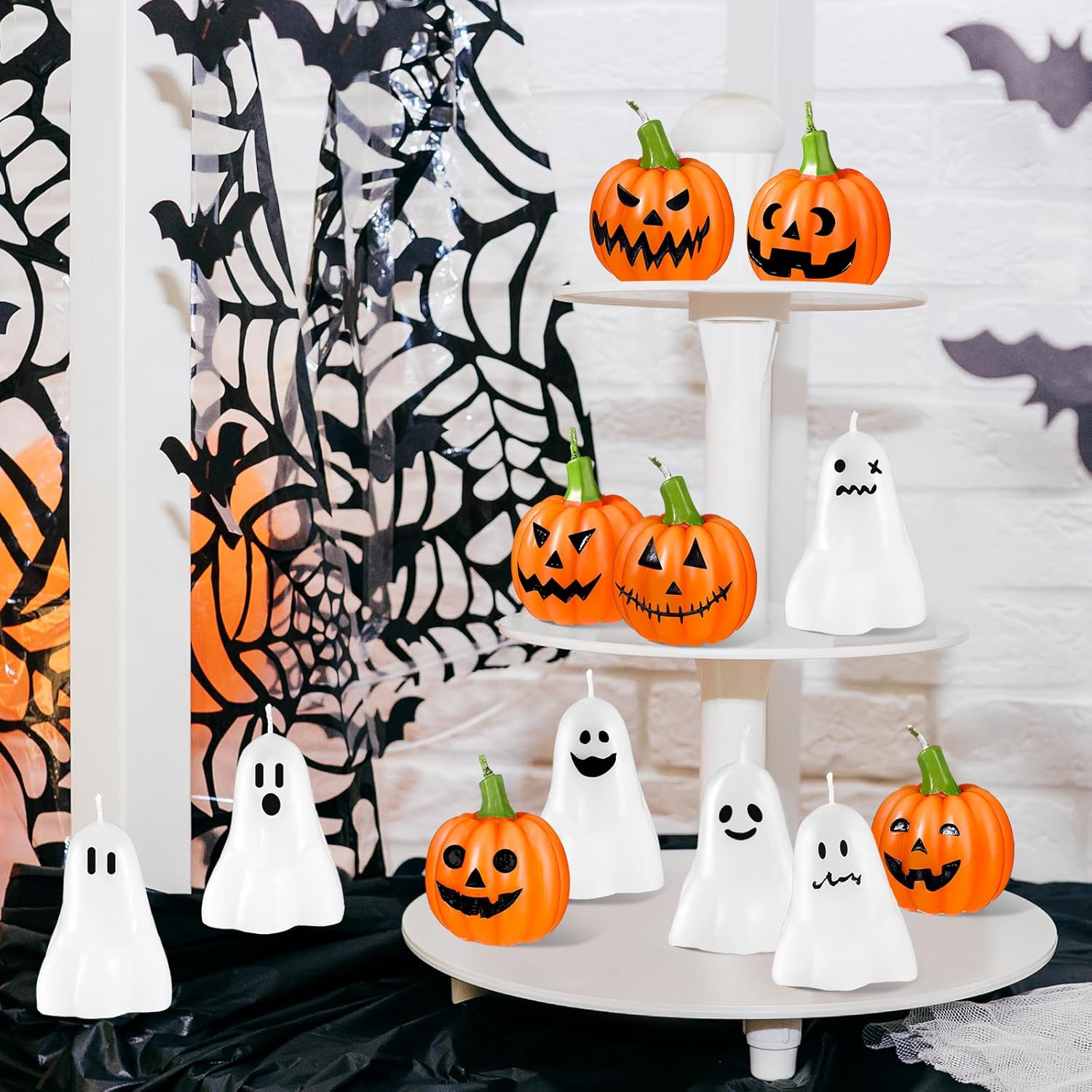 MTLEE 12 Pcs Halloween Ghost Candles Set