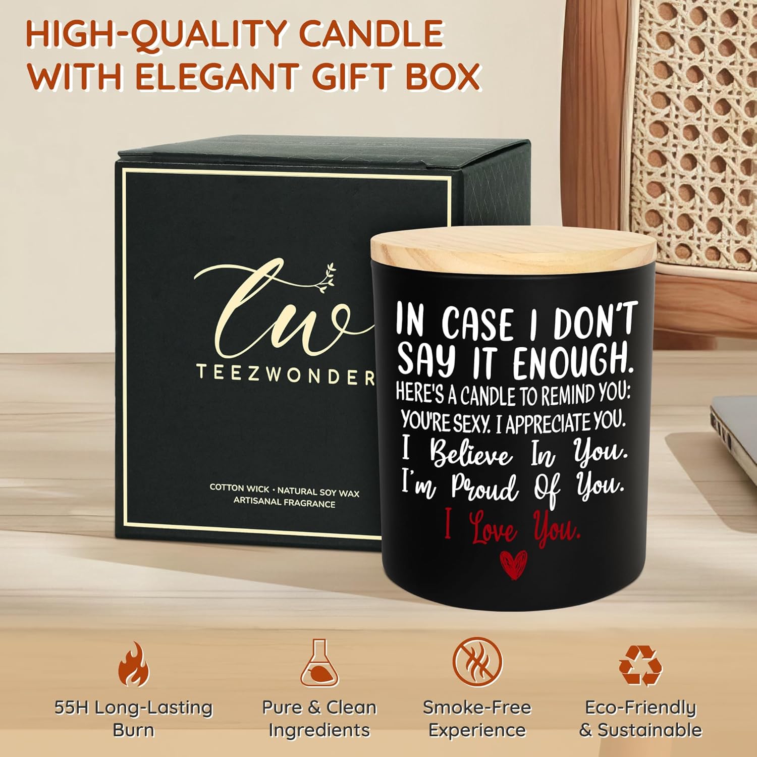 TEEZWONDER Vanilla Lavender Candle 10 Oz Jar - Romantic Anniversary Gift for Couples
