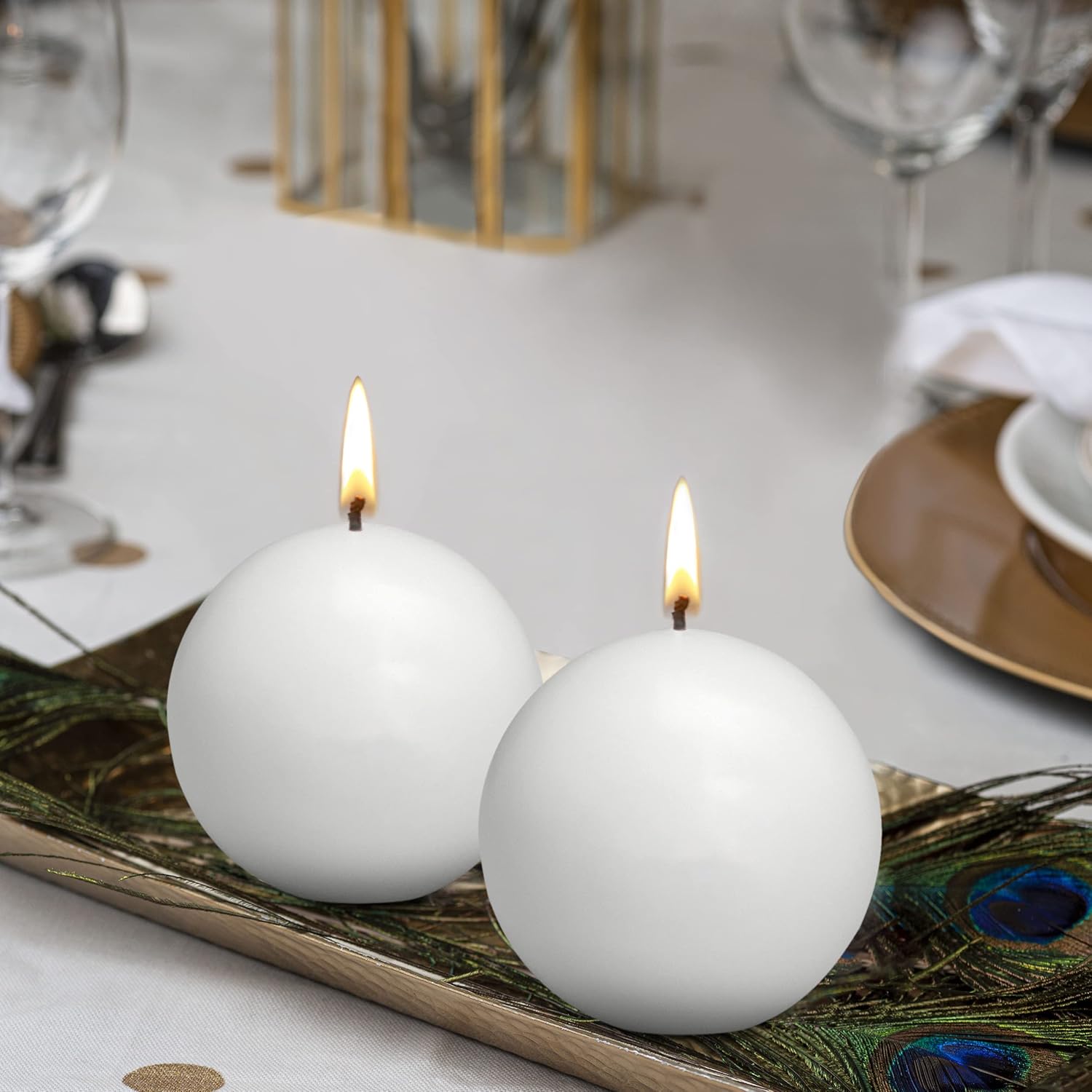 Bolsius 2 Count White Ball Candles - 275 Inch Dripless Smokeless