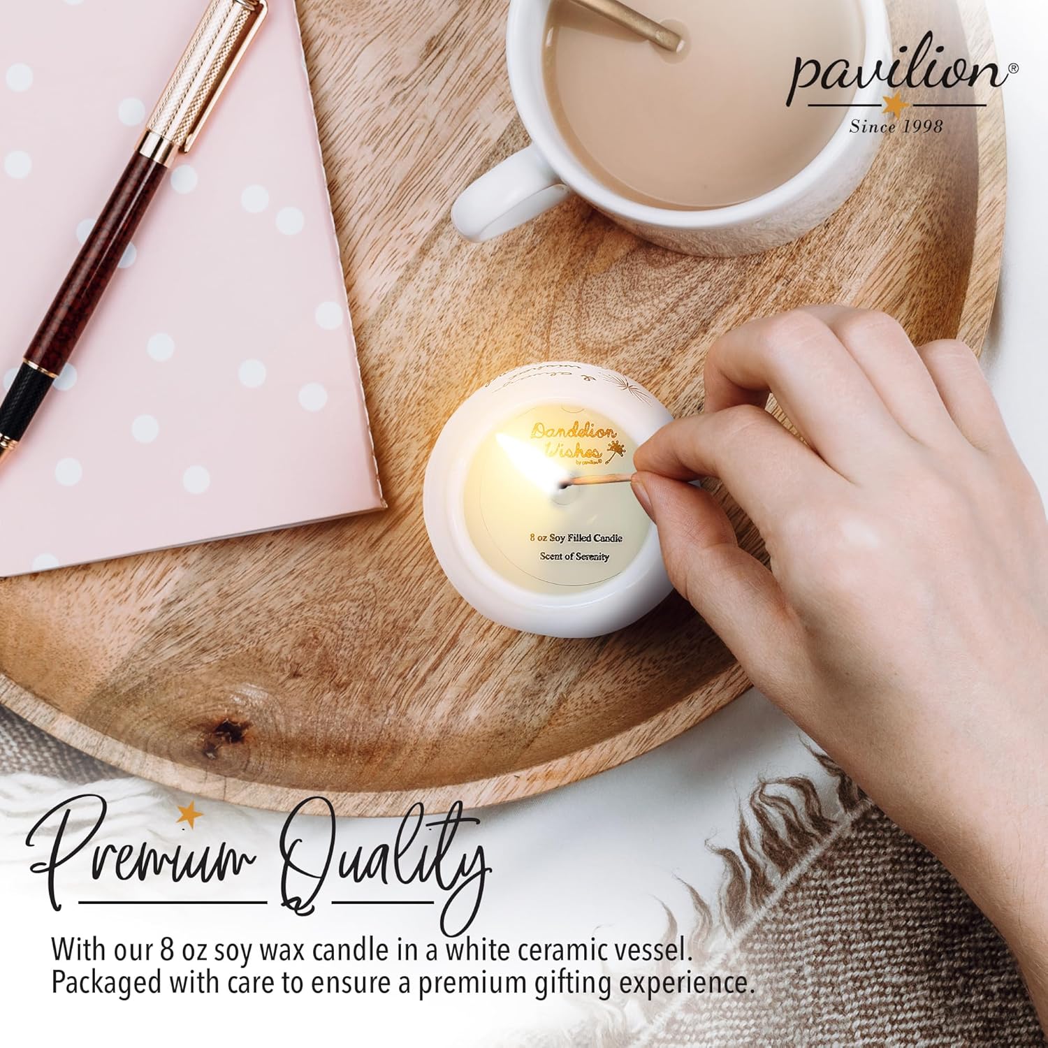 Pavilion 8 Oz Ceramic Candle Holder with Soy Wax and Serenity Scent