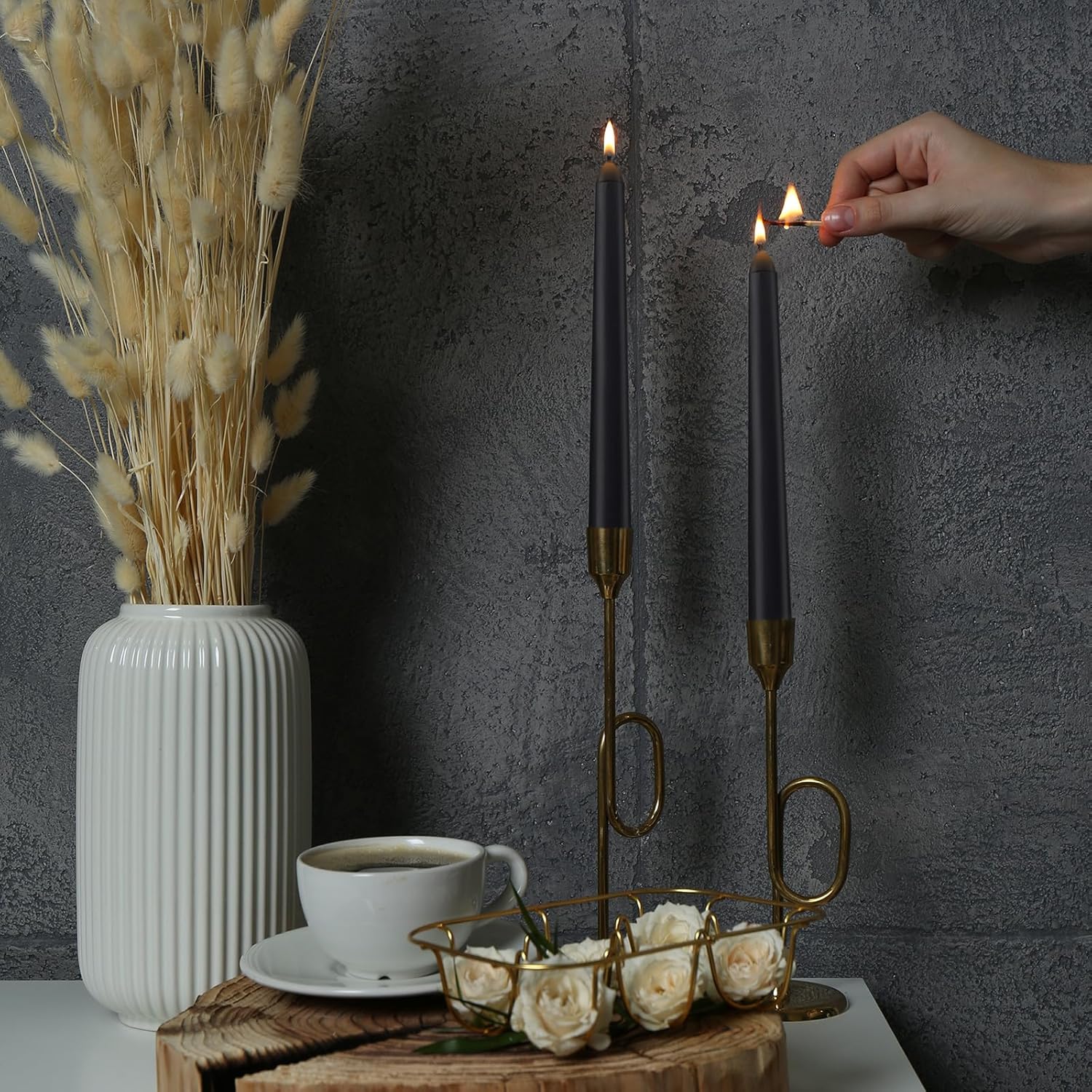 8-Pack 10 Inch Hand Cast Black Drip Free Candles