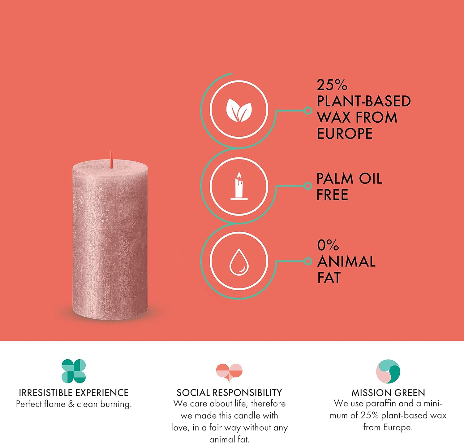BOLSIUS Pink Shimmer Metallic Pillar Candles 4 Pack