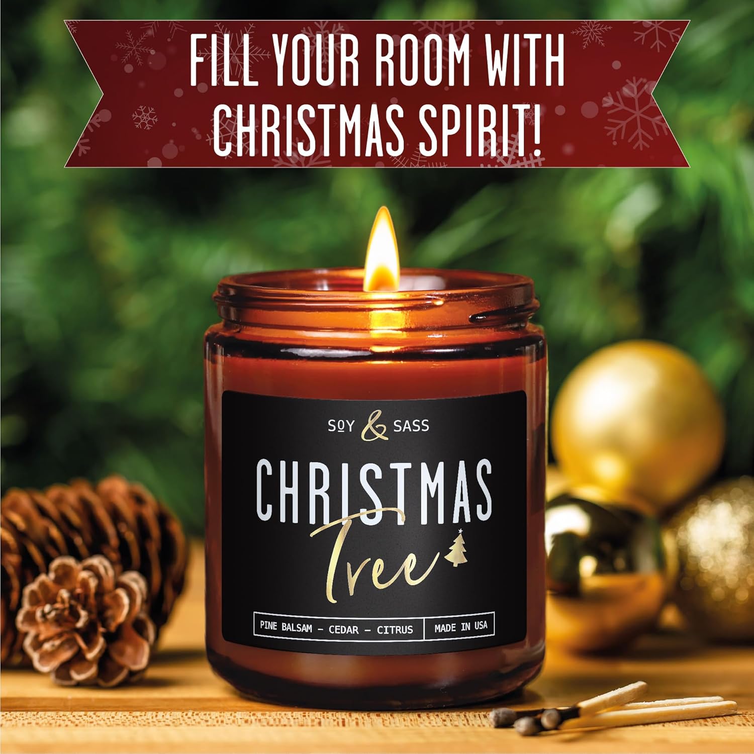 Christmas Tree Candles Scented Balsam Cedar Citrus