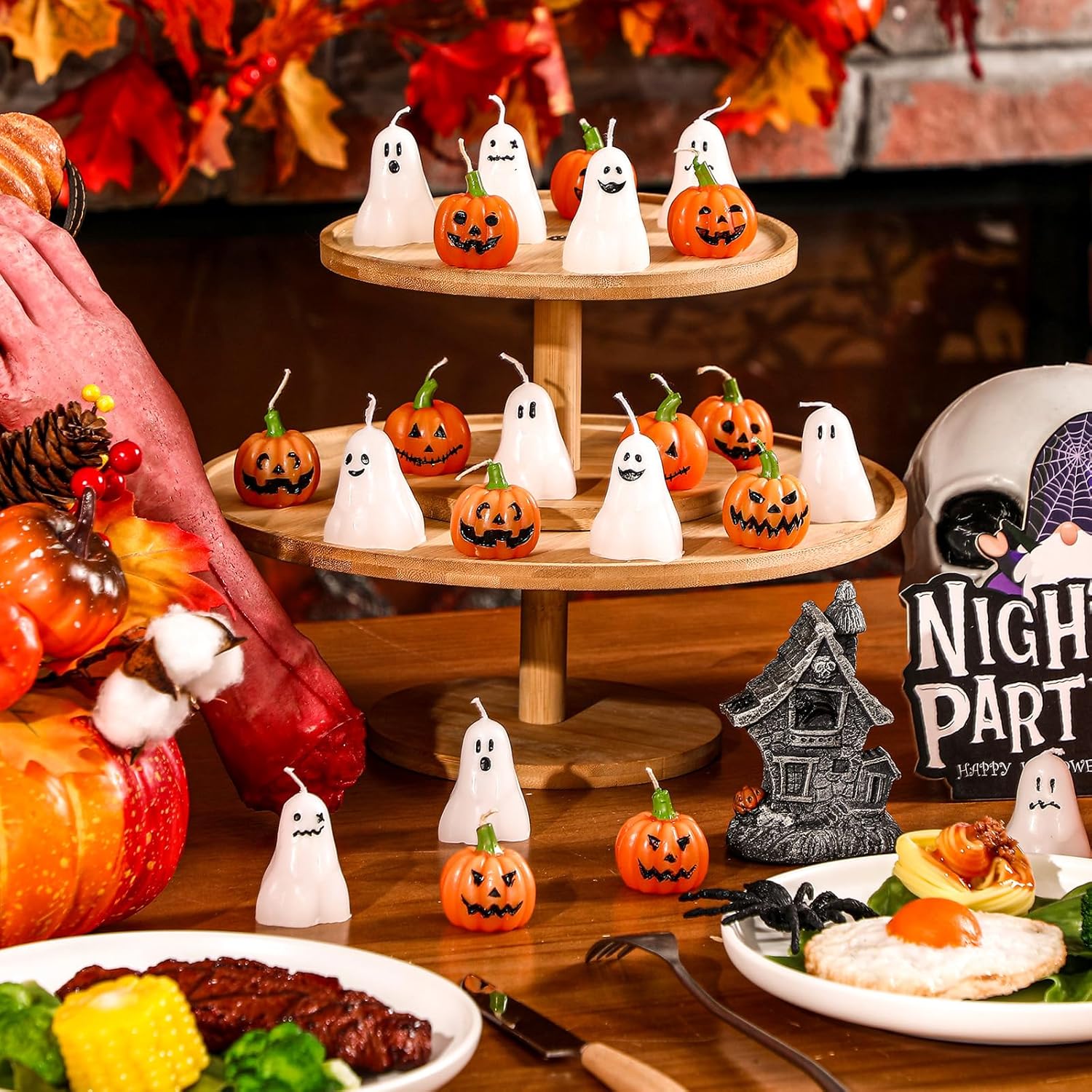 MTLEE 12 Pcs Halloween Ghost Candles Set