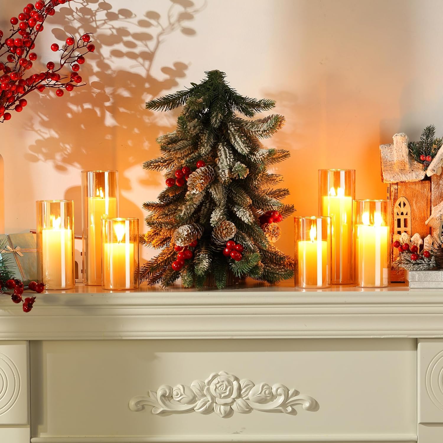 Shihanee 36 Pcs Pillar Candles and Glass Vases Set 1