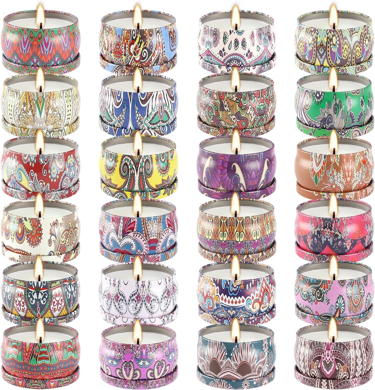 24 Scented Candles Gift Set Soy Wax Jar Candles
