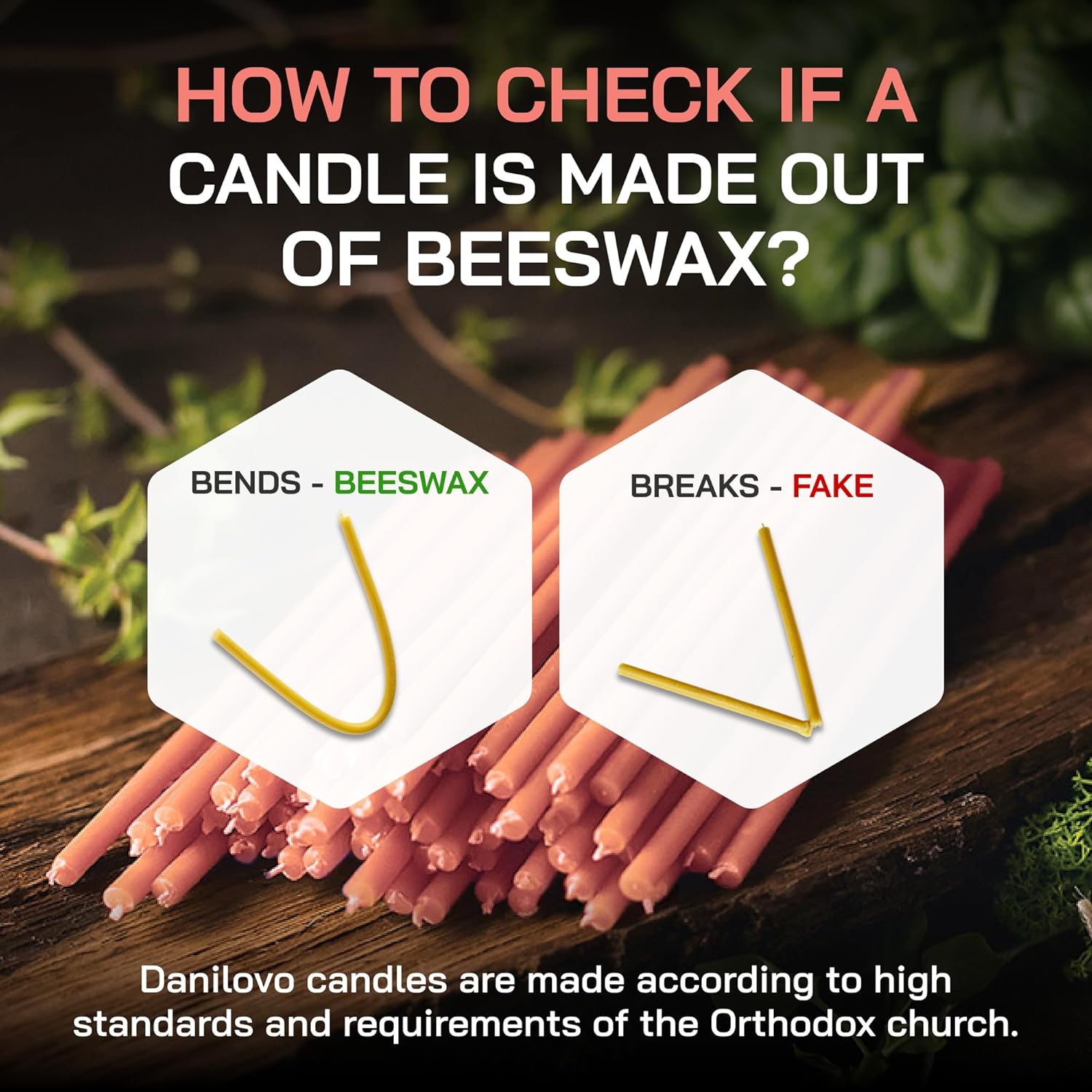 Danilovo Taper Beeswax Candles - Honey Scented Decorative Pack of 50