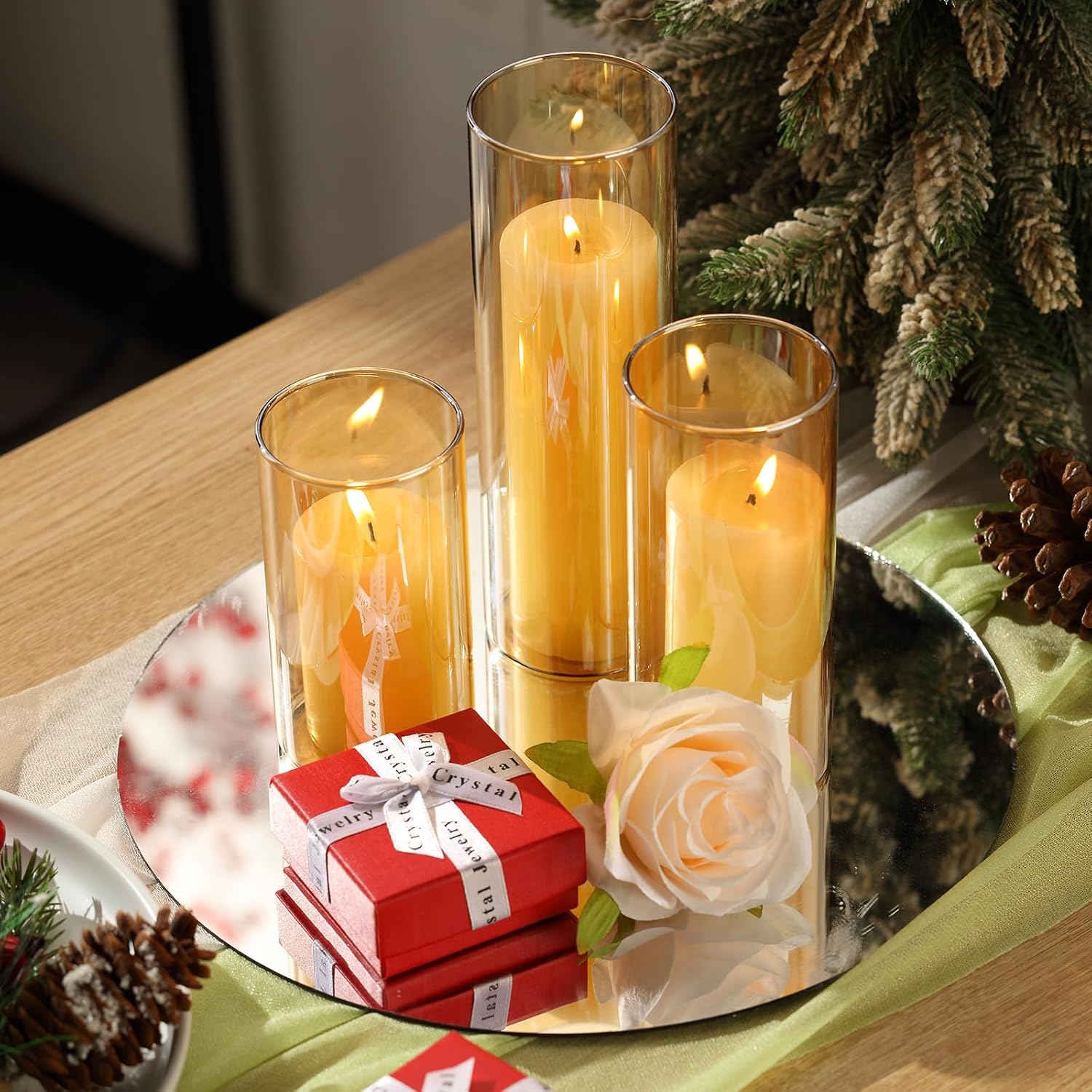 Shihanee 36 Pcs Pillar Candles and Glass Vases Set 1