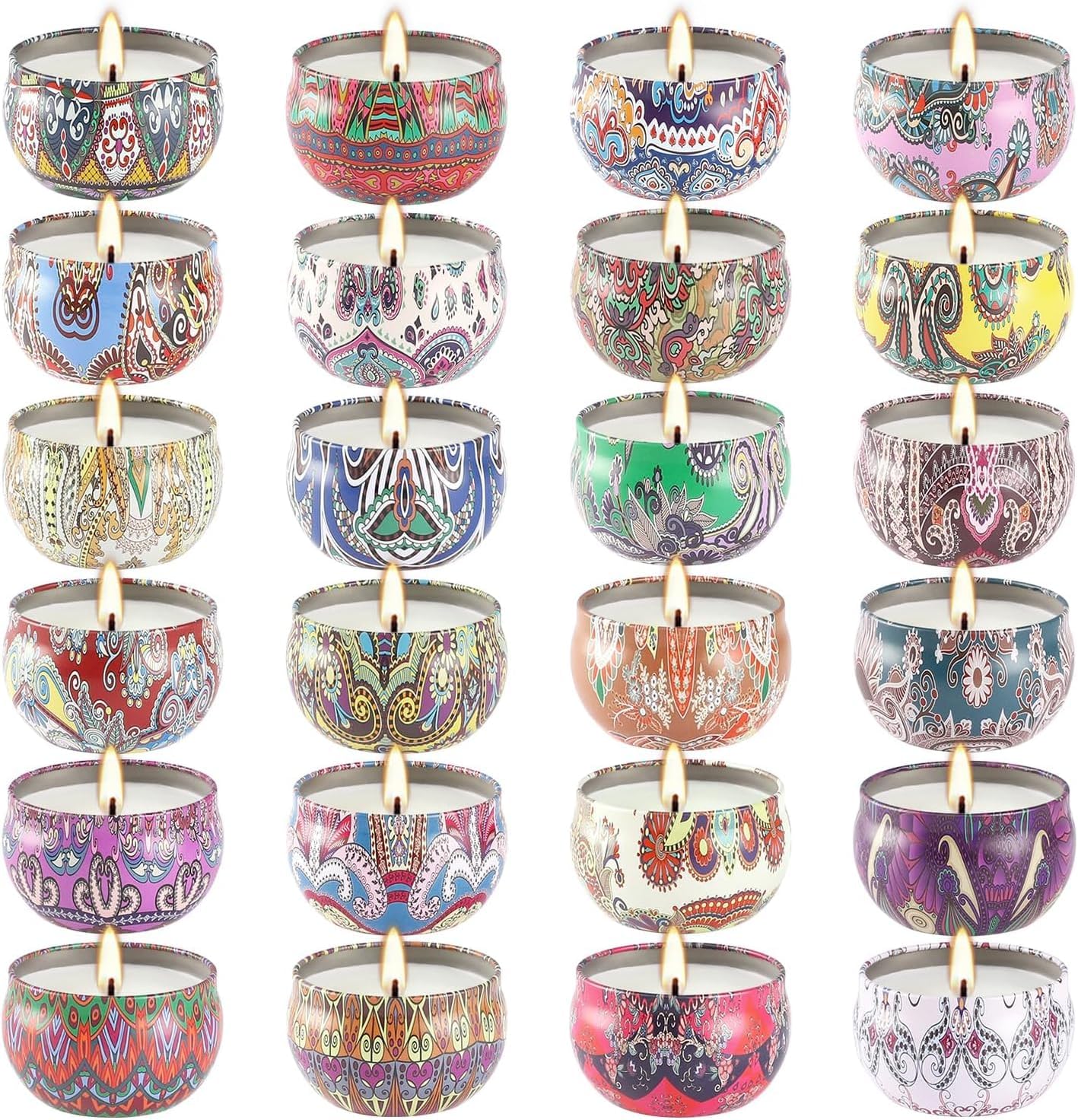 24 Scented Candles Gift Set Soy Wax Jar Candles