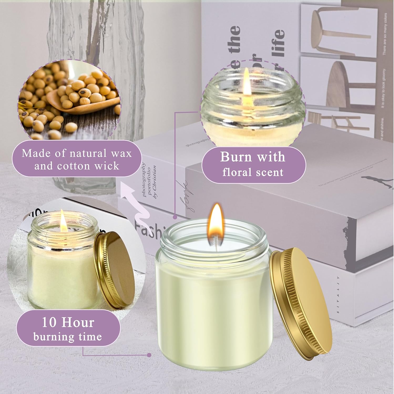 ACITHGL 36 Pcs 4oz Mini Mason Jar Candles