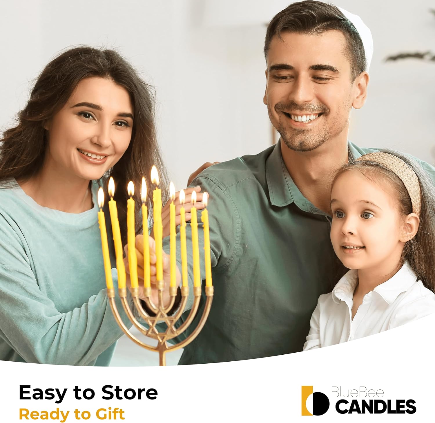 BlueBee Pure Beeswax Taper Candles 40pcs Set with Holders