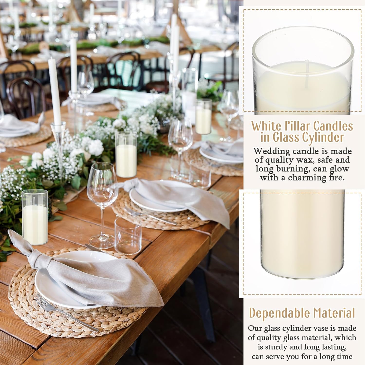 10 Pack Glass Candle Cylinders for Wedding Decor