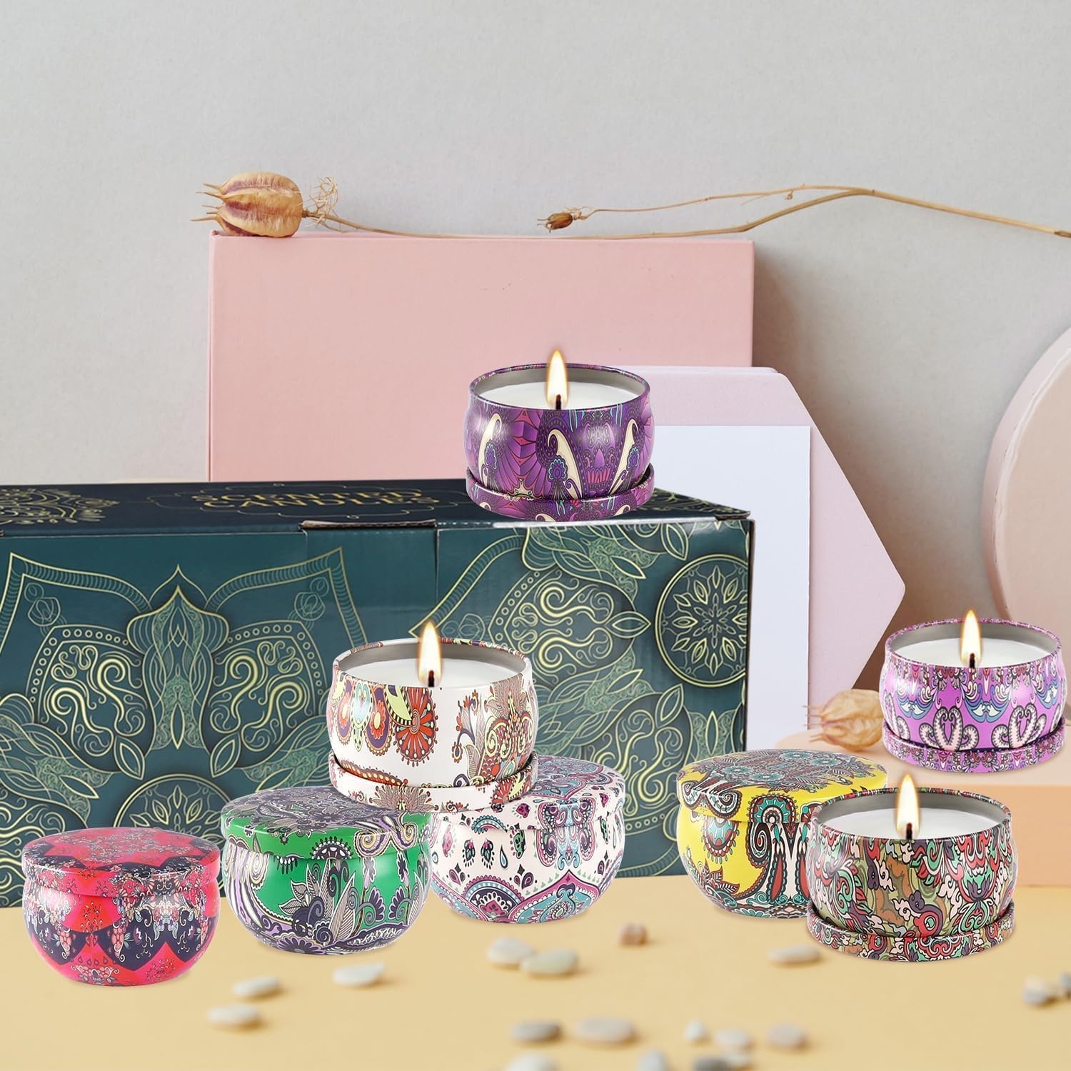 24 Scented Candles Gift Set Soy Wax Jar Candles