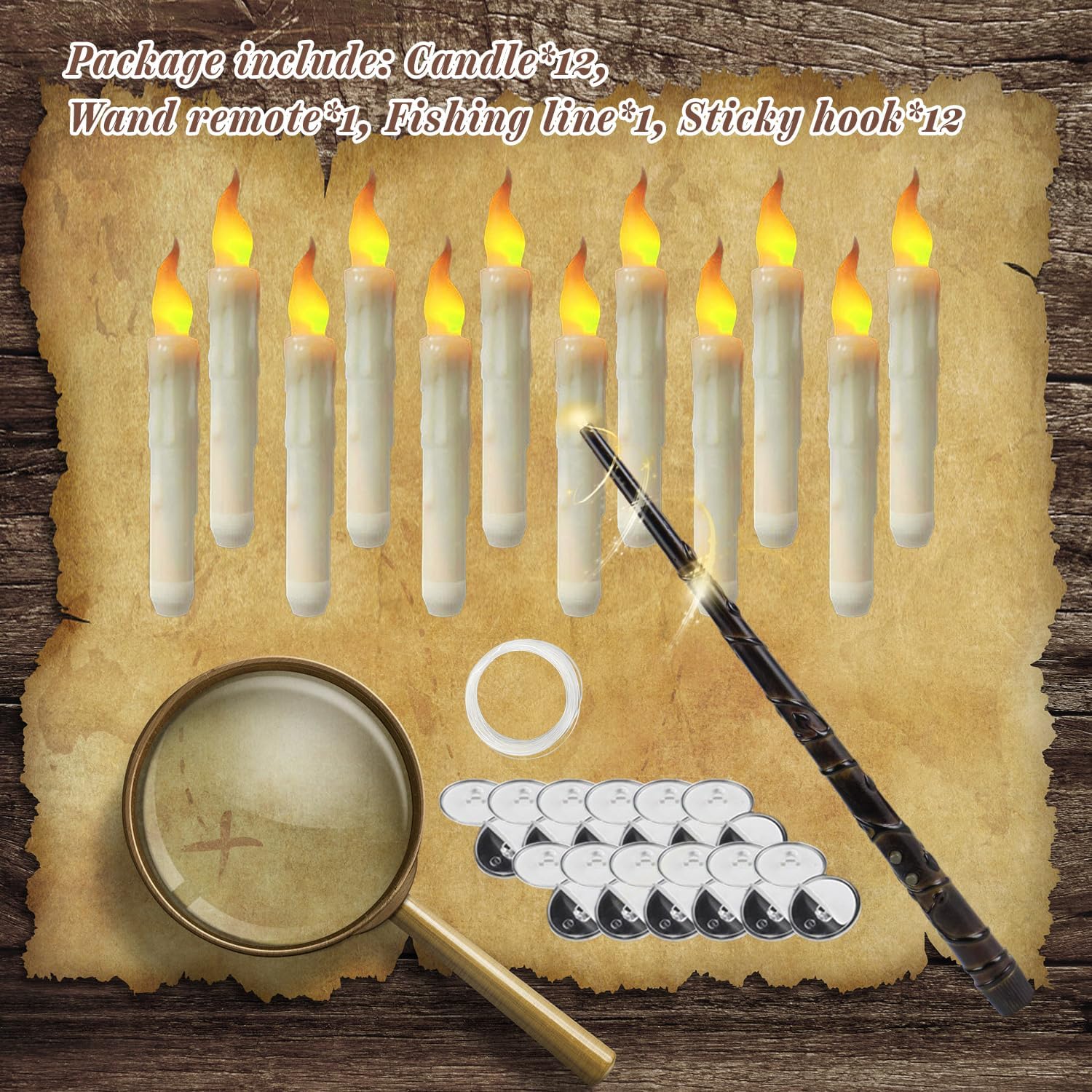 Magic Floating Candles with Wand 12PCS LED Halloween Decorations
