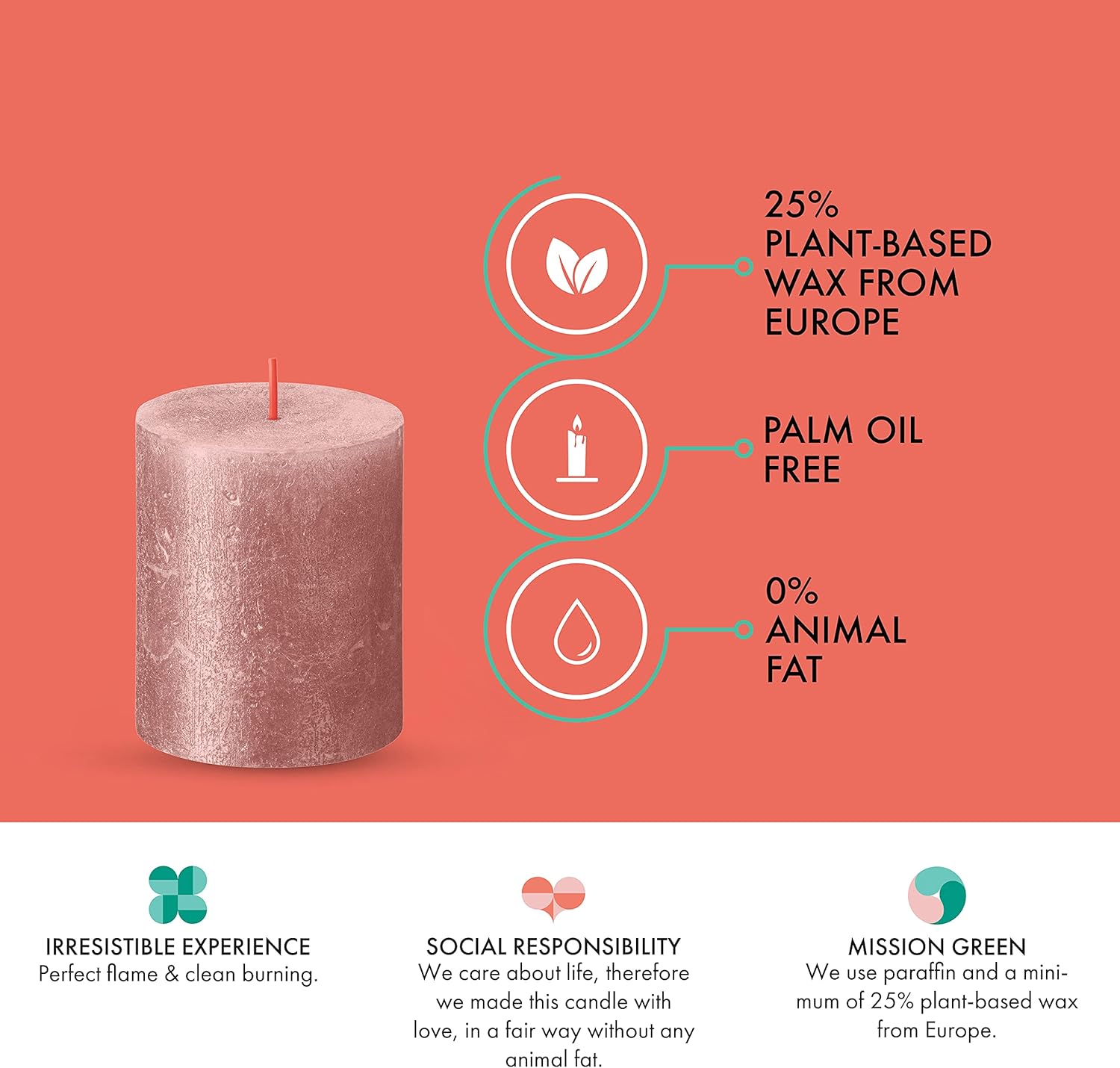 BOLSIUS Pink Shimmer Metallic Pillar Candles 4 Pack 1