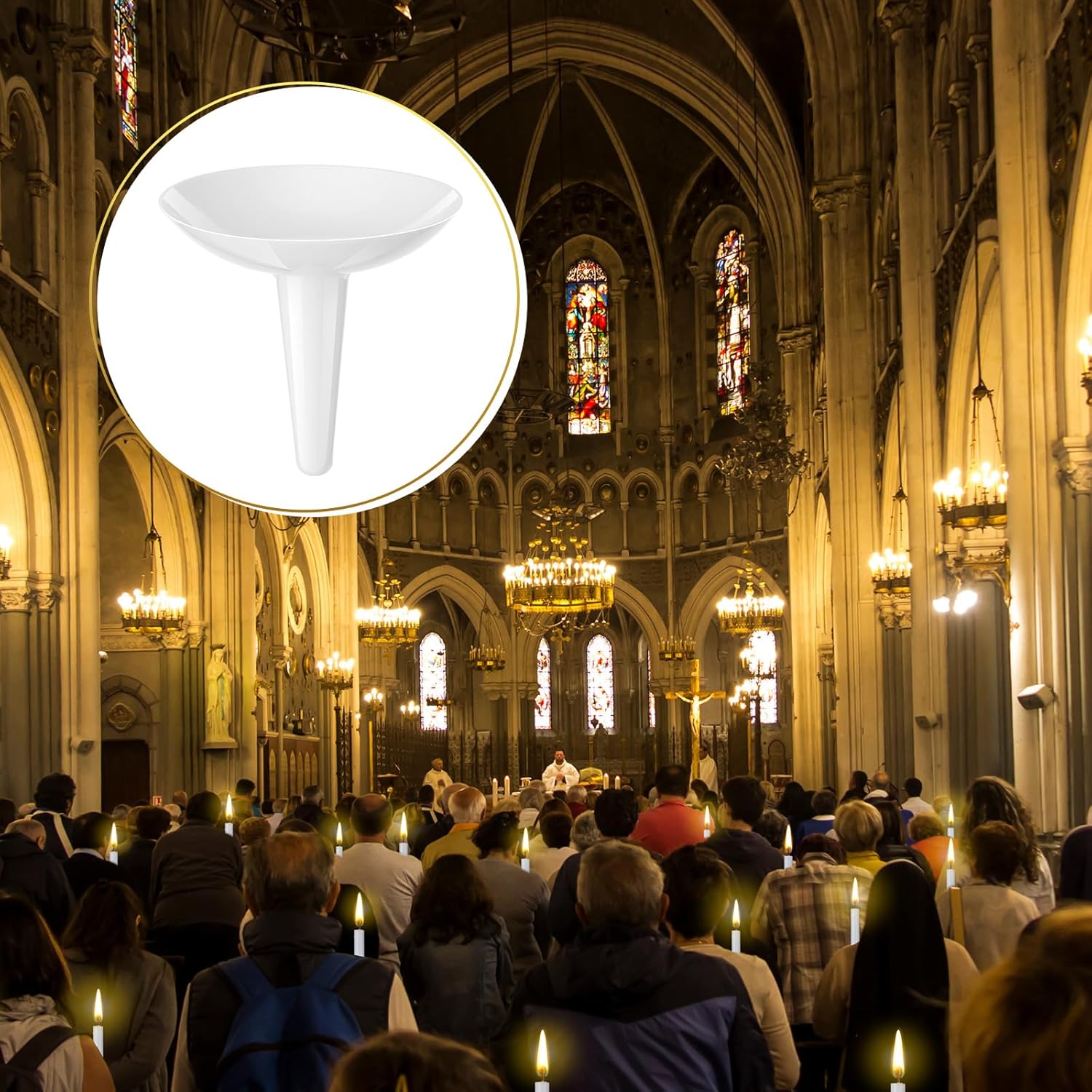 50 Pcs Reusable Plastic Candle Holders for Church and Events